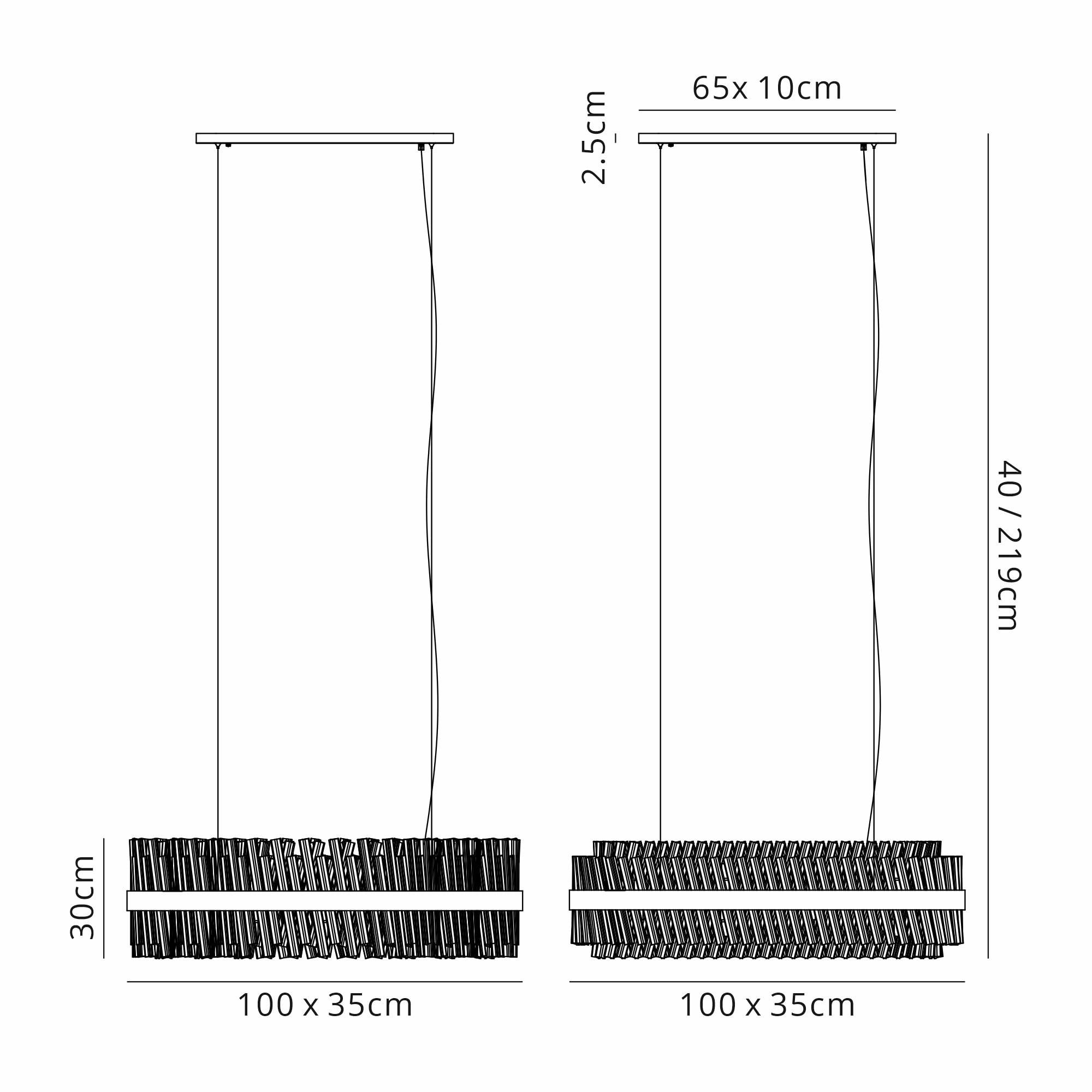 Fabula Farnley 24 Light Oblong Pendant - Polished Nickel & Smoked Glass