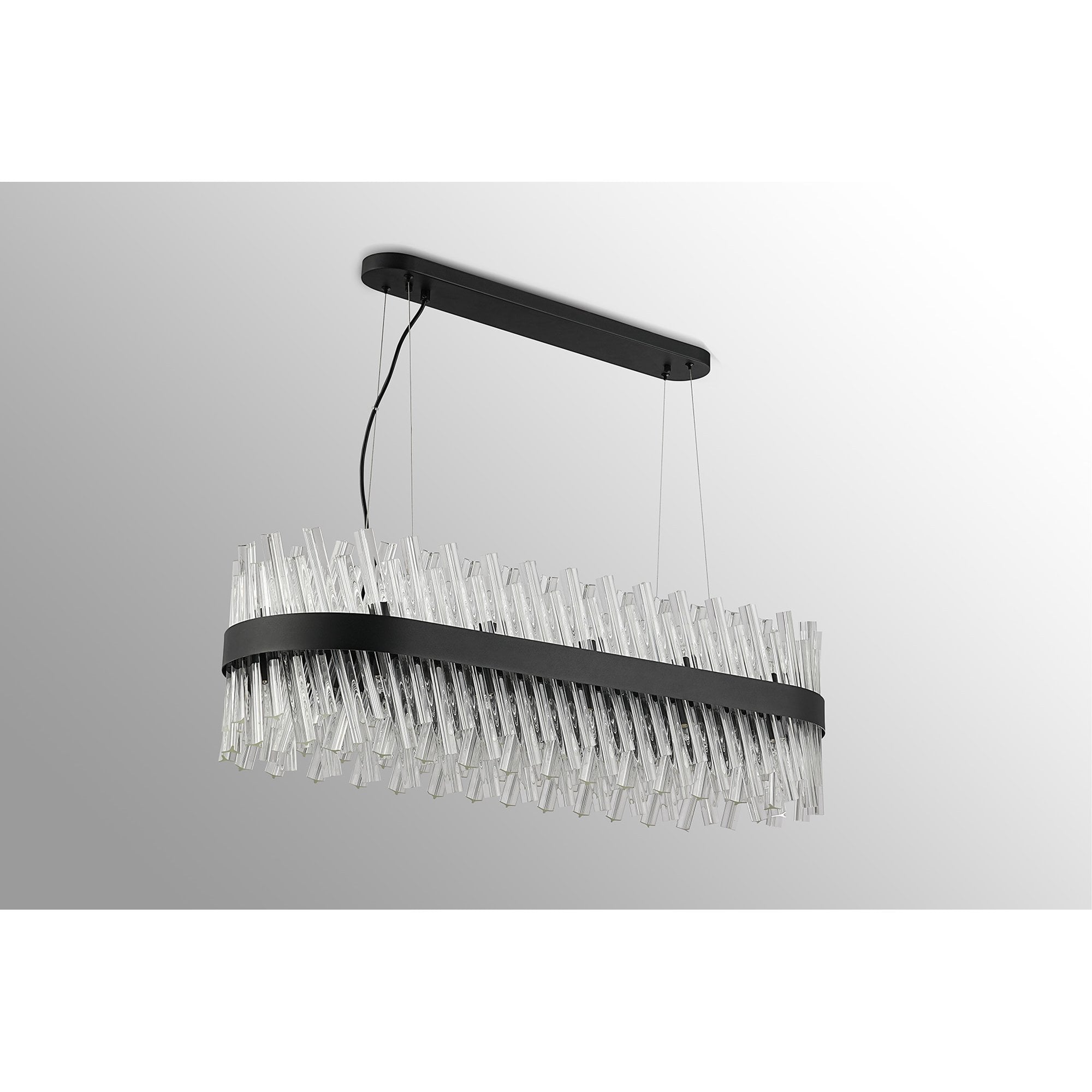 Fabula Farnley 24 Light Oblong Pendant - Satin Black & Clear Glass