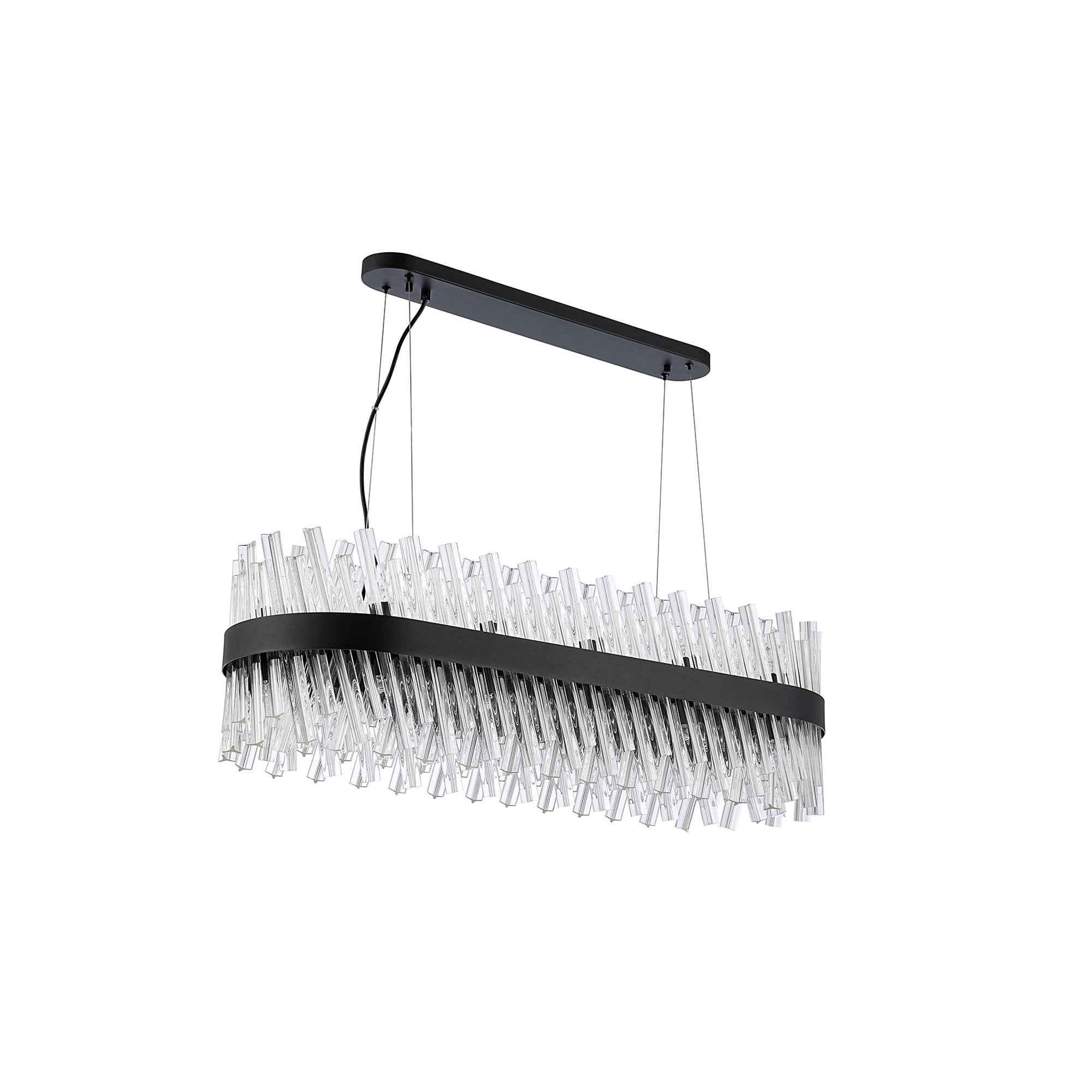Fabula Farnley 24 Light Oblong Pendant - Satin Black & Clear Glass