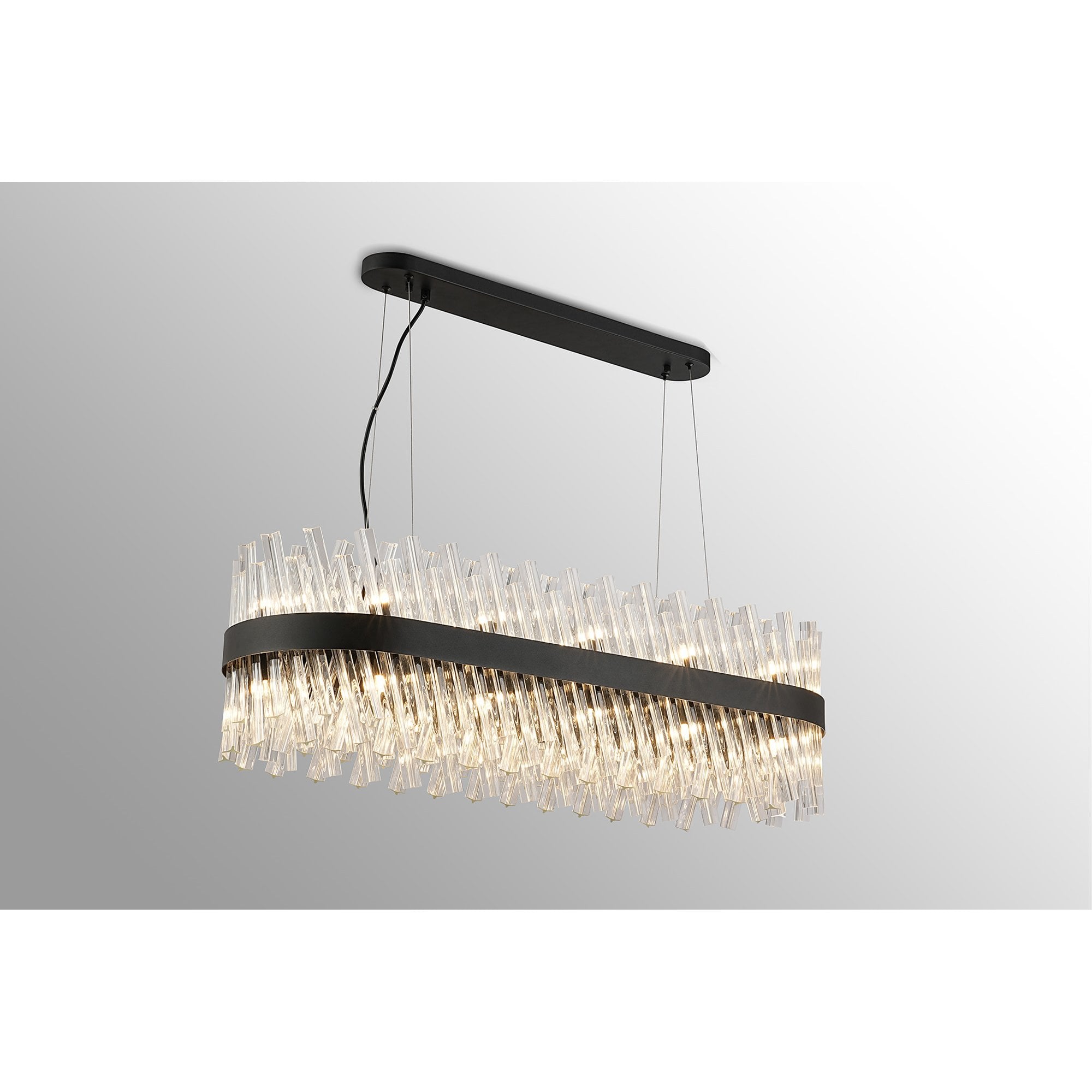 Fabula Farnley 24 Light Oblong Pendant - Satin Black & Clear Glass