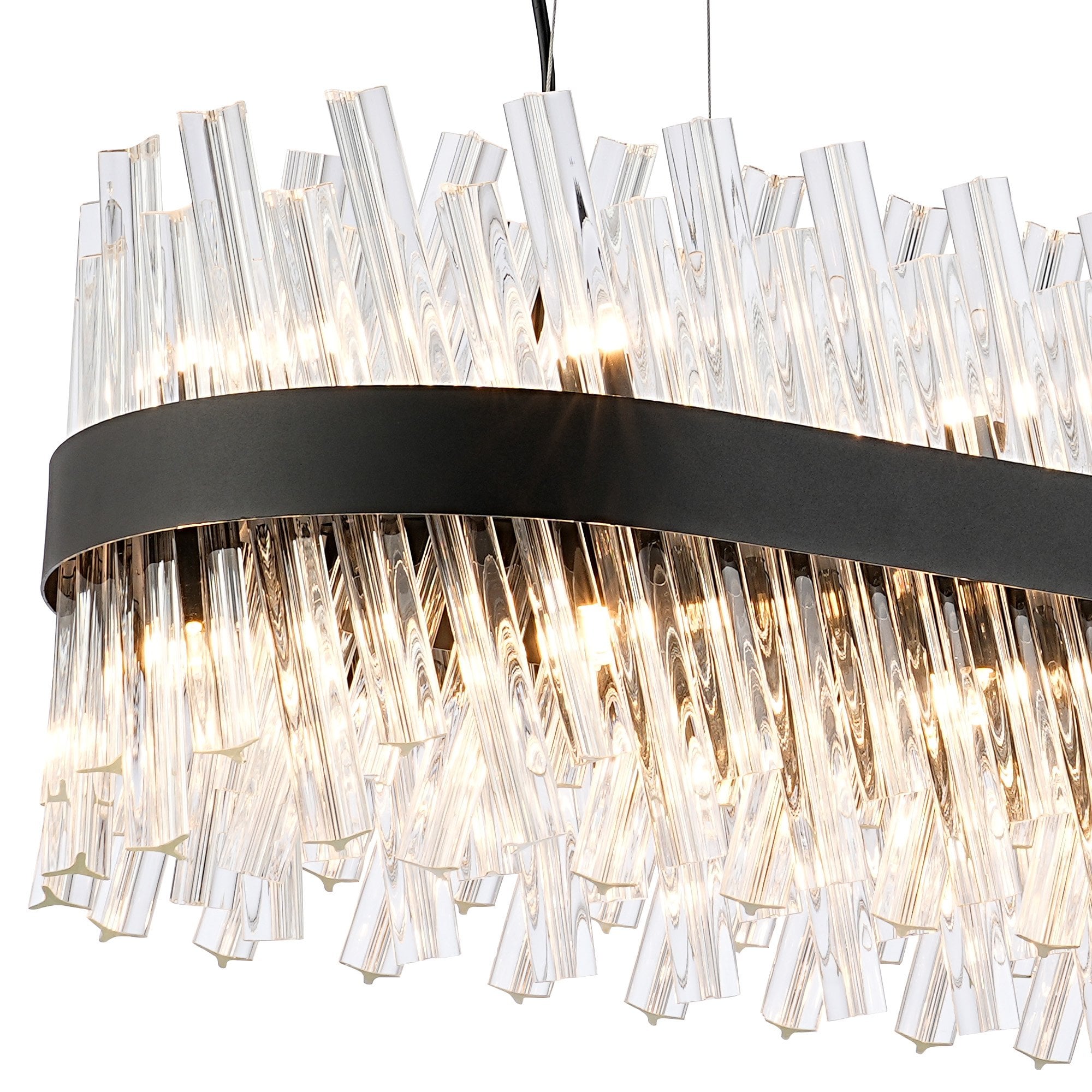 Fabula Farnley 24 Light Oblong Pendant - Satin Black & Clear Glass