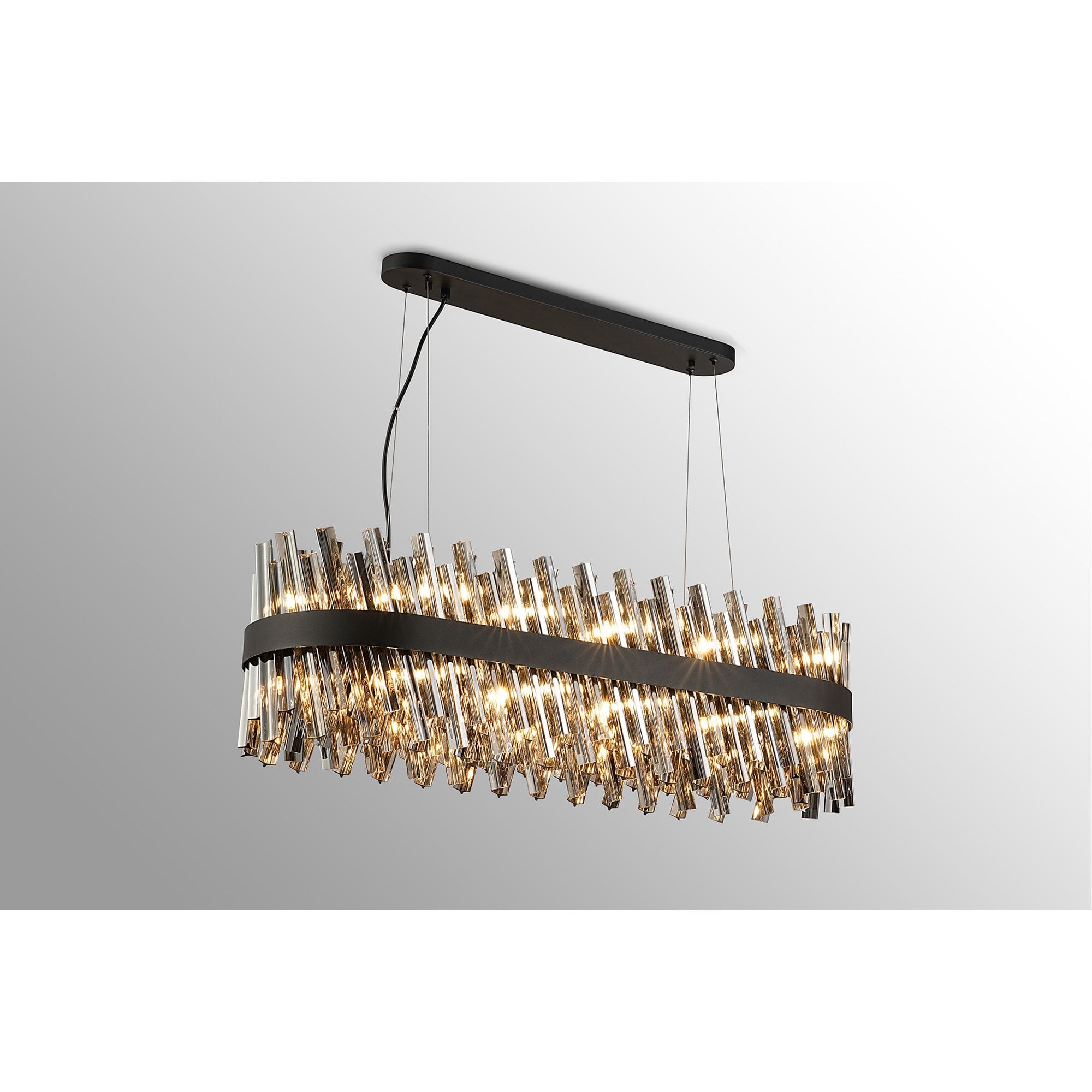 Fabula Farnley 24 Light Oblong Pendant - Satin Black & Smoked Glass