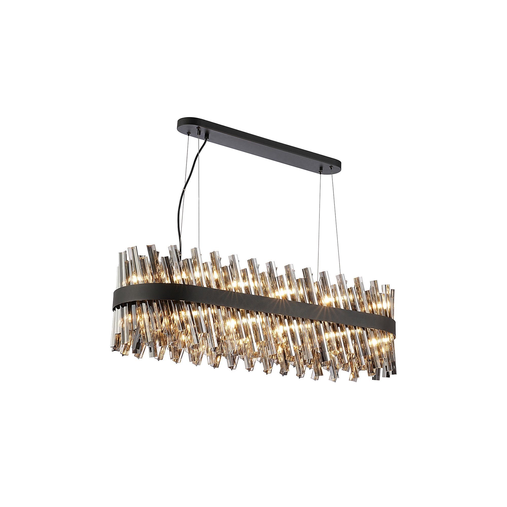 Fabula Farnley 24 Light Oblong Pendant - Satin Black & Smoked Glass