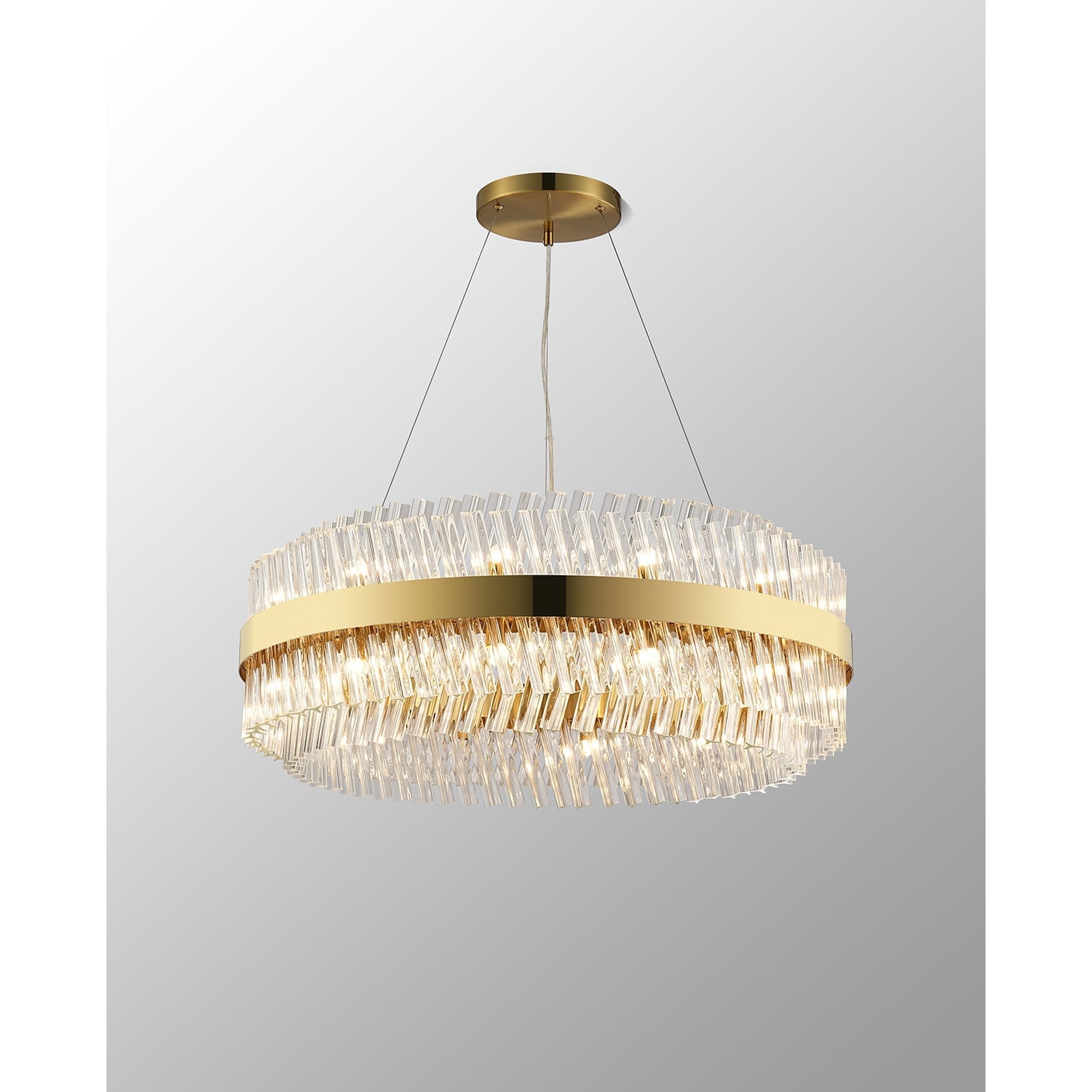 Fabula Farnley 24 Light Round Pendant - Brass & Clear Glass