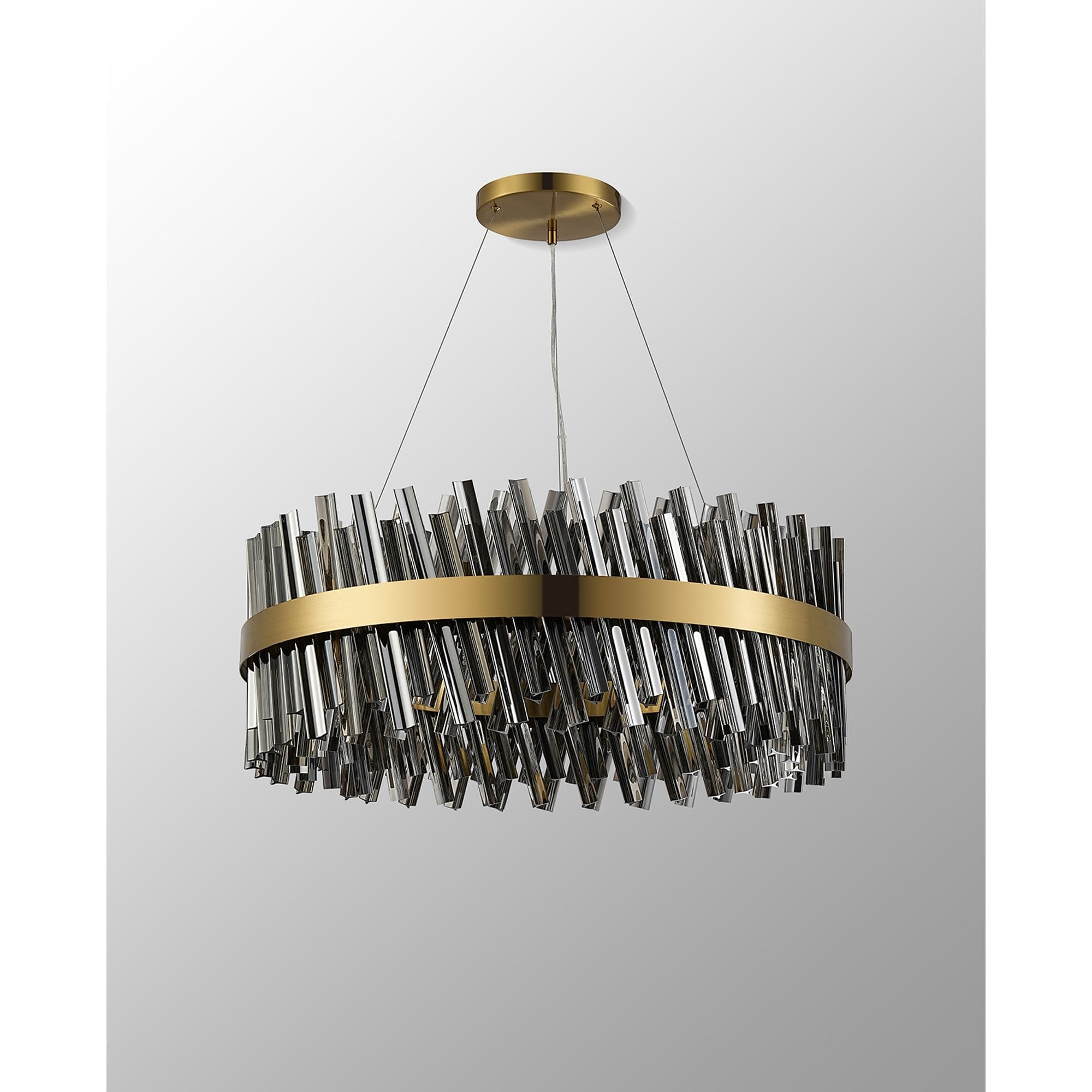 Fabula Farnley 24 Light Round Pendant - Brass & Smoked Glass