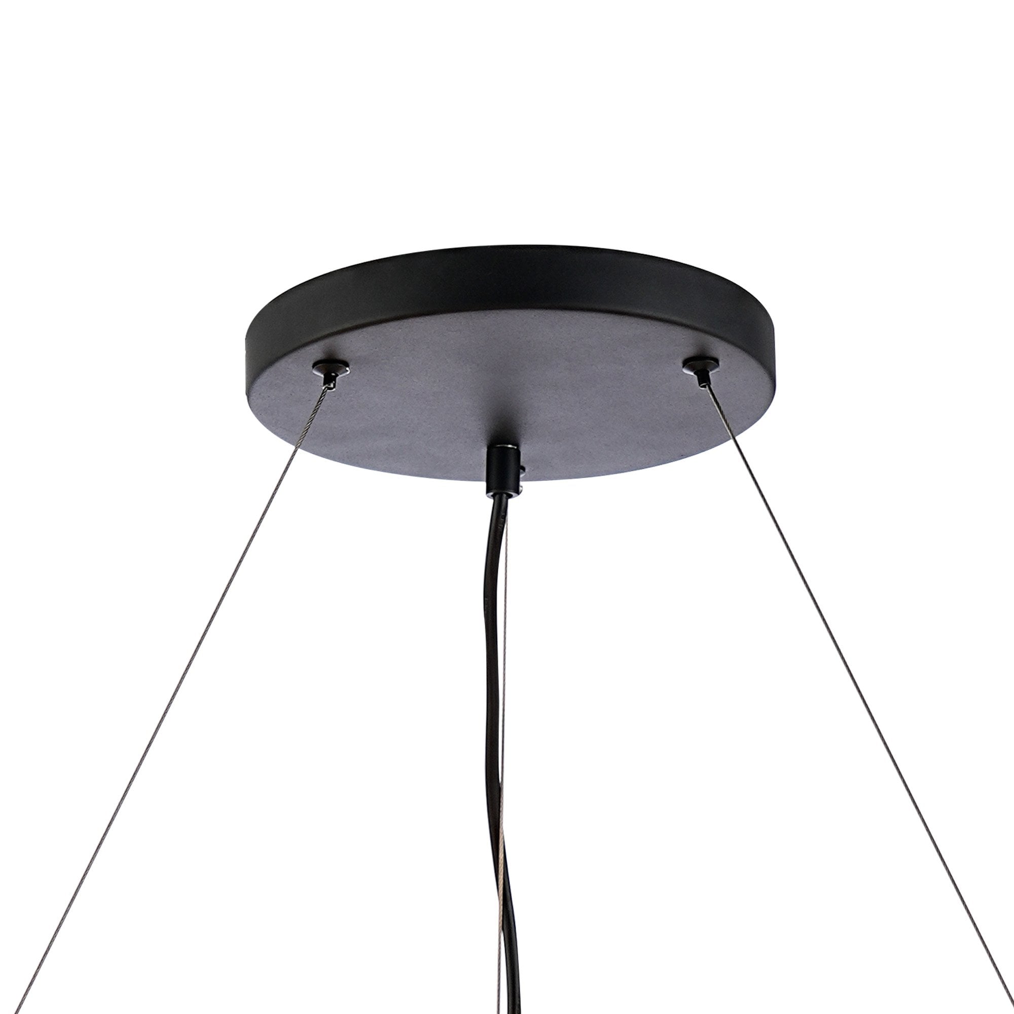 Fabula Farnley 24 Light Round Pendant - Satin Black & Amber Glass