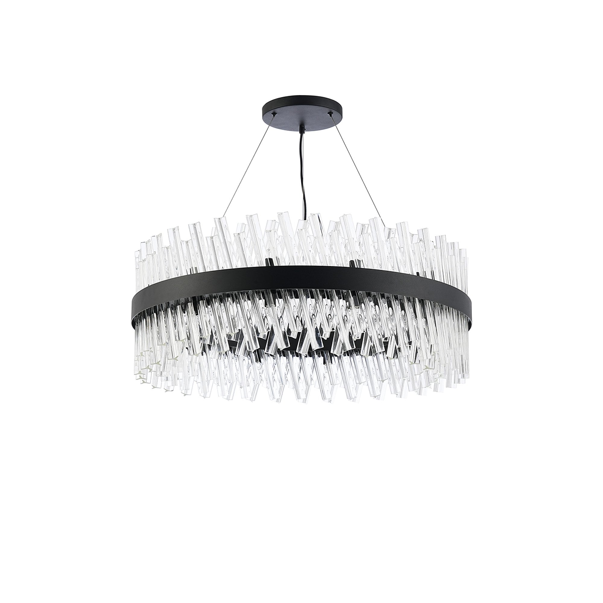Fabula Farnley 24 Light Round Pendant - Satin Black & Clear Glass