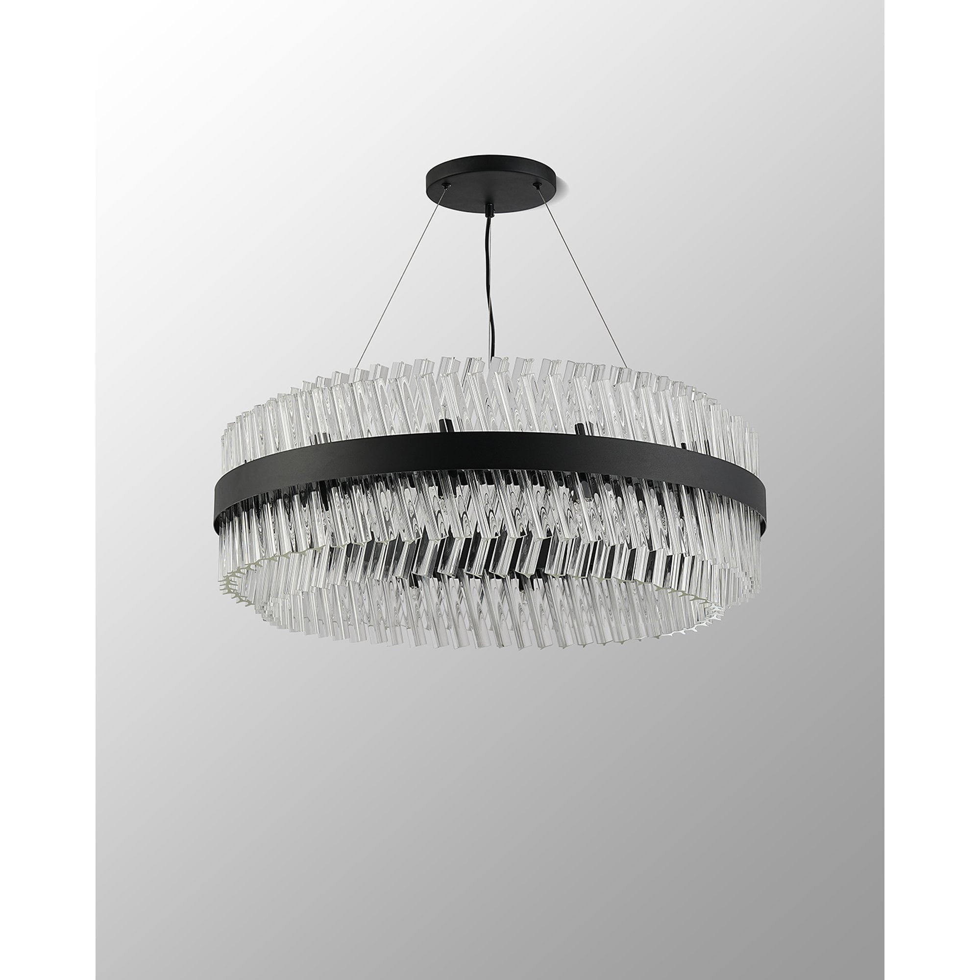 Fabula Farnley 24 Light Round Pendant - Satin Black & Clear Glass