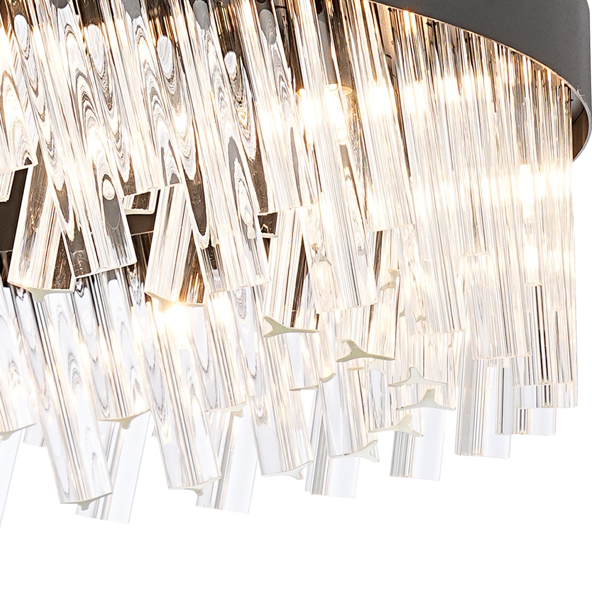 Fabula Farnley 24 Light Round Pendant - Satin Black & Clear Glass