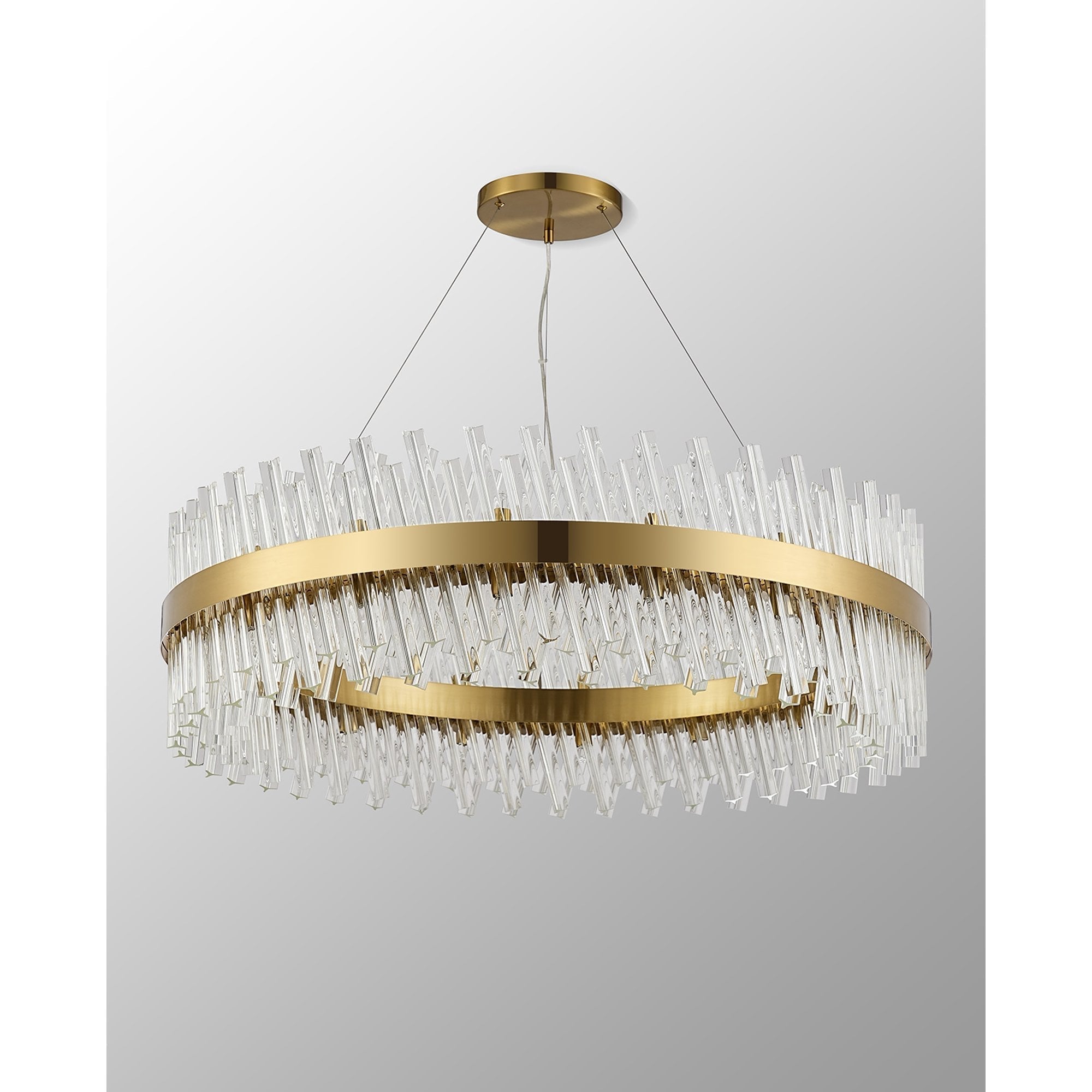 Fabula Farnley 32 Light Round Pendant - Brass & Clear Glass