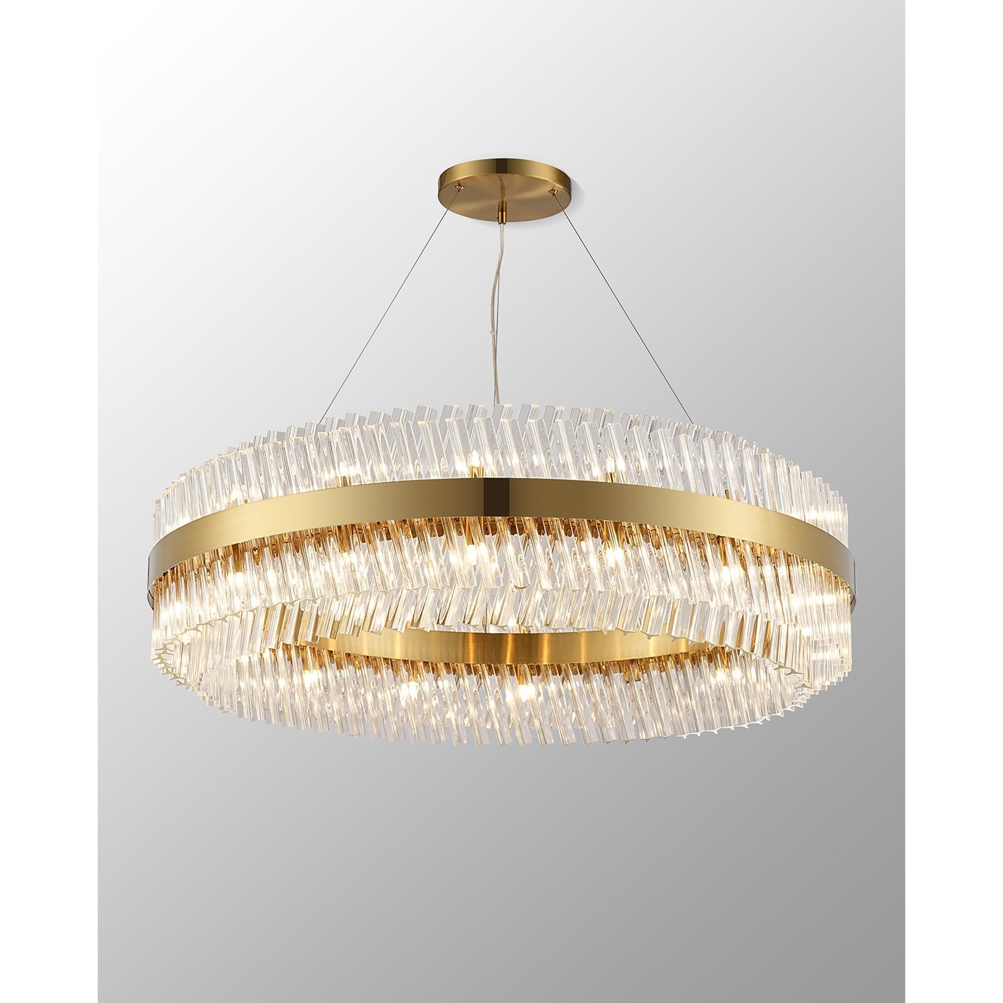 Fabula Farnley 32 Light Round Pendant - Brass & Clear Glass