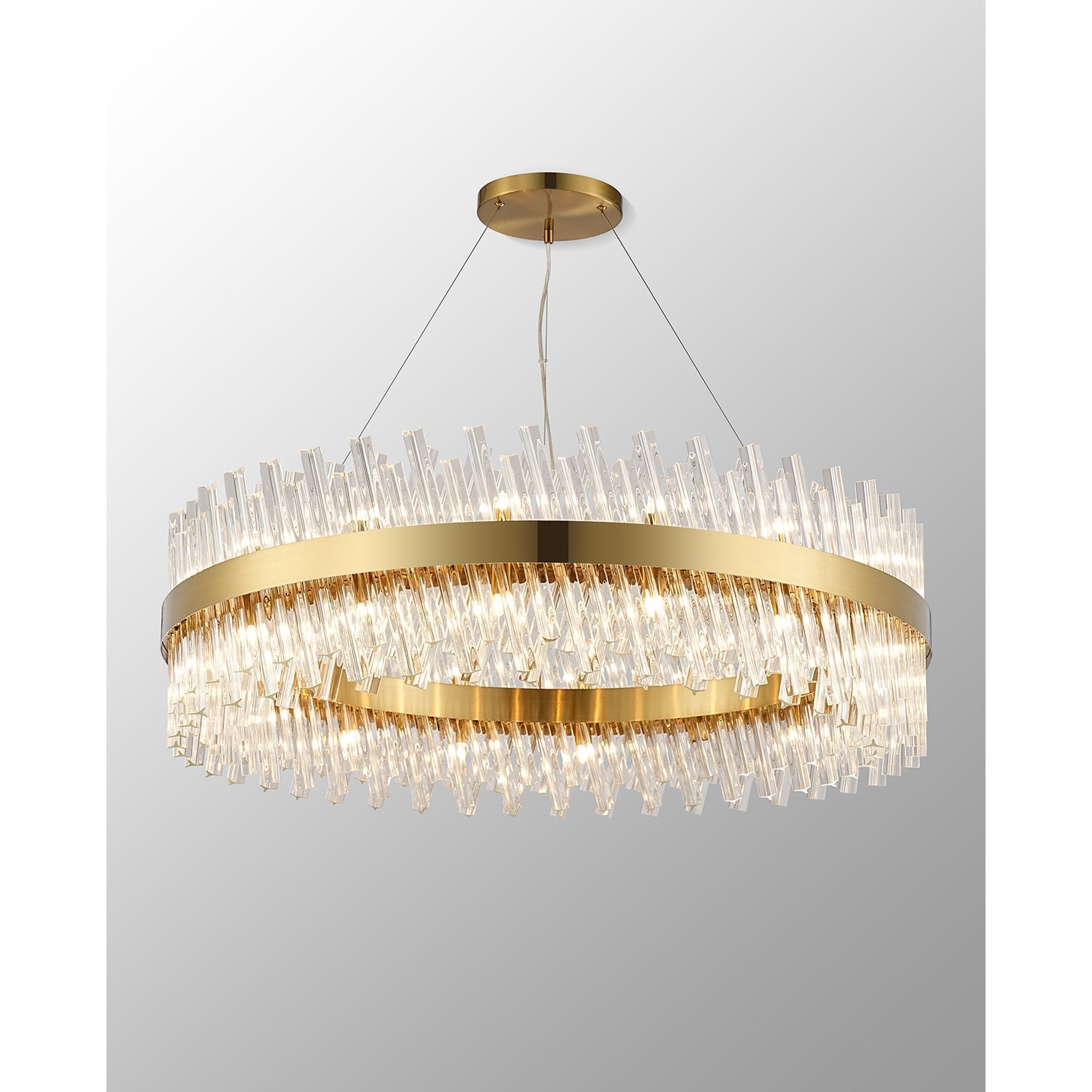 Fabula Farnley 32 Light Round Pendant - Brass & Clear Glass