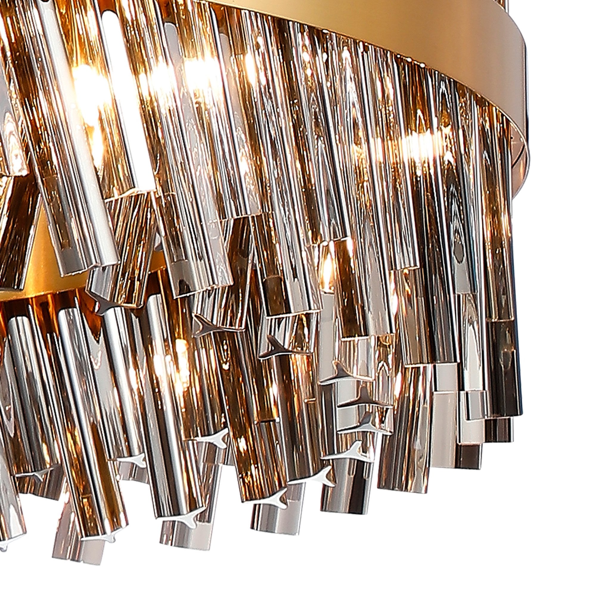 Fabula Farnley 32 Light Round Pendant - Brass & Smoked Glass