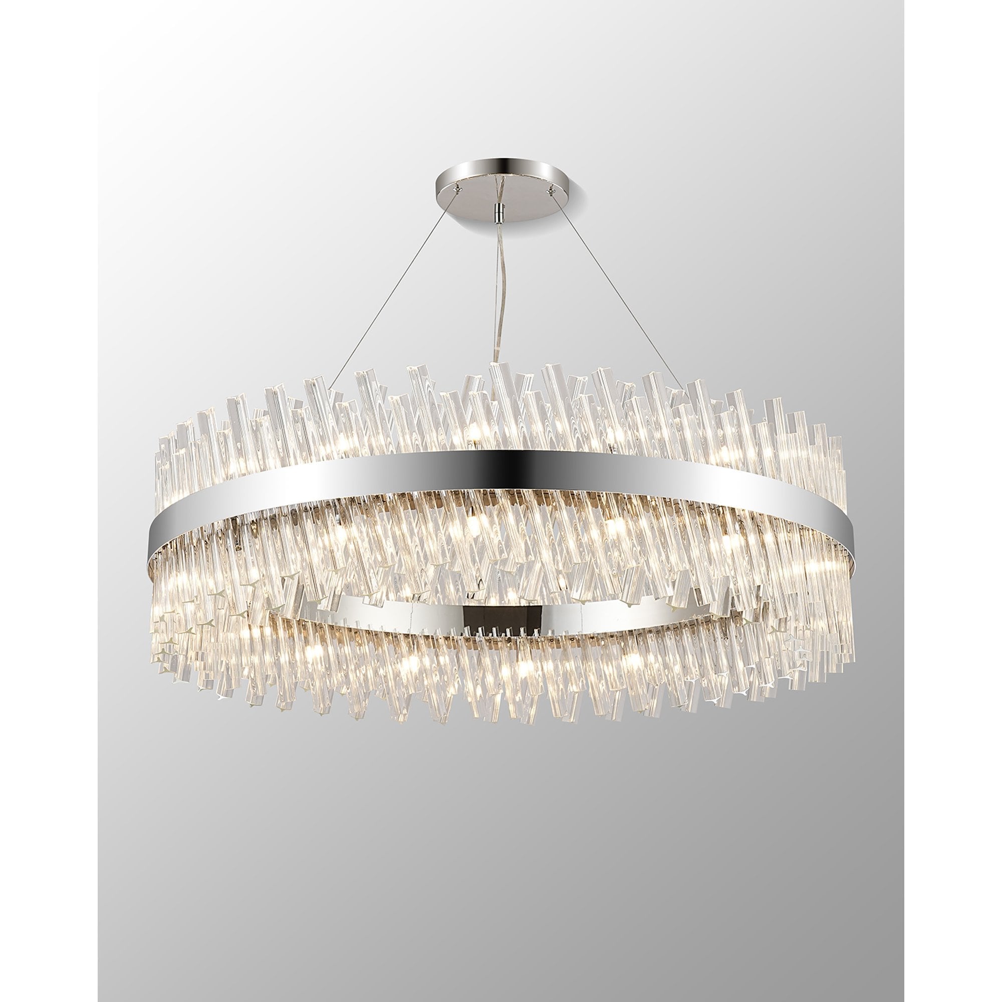 Fabula Farnley 32 Light Round Pendant - Polished Nickel & Clear Glass