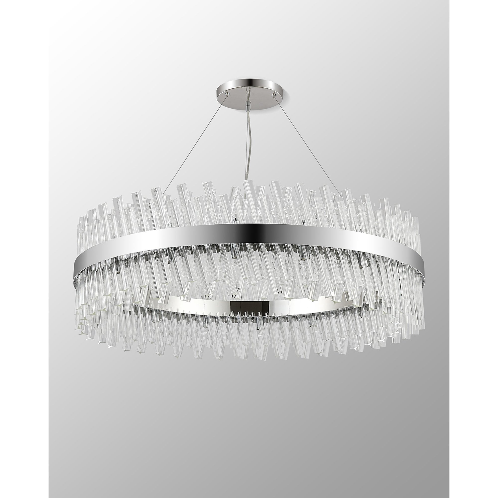 Fabula Farnley 32 Light Round Pendant - Polished Nickel & Clear Glass
