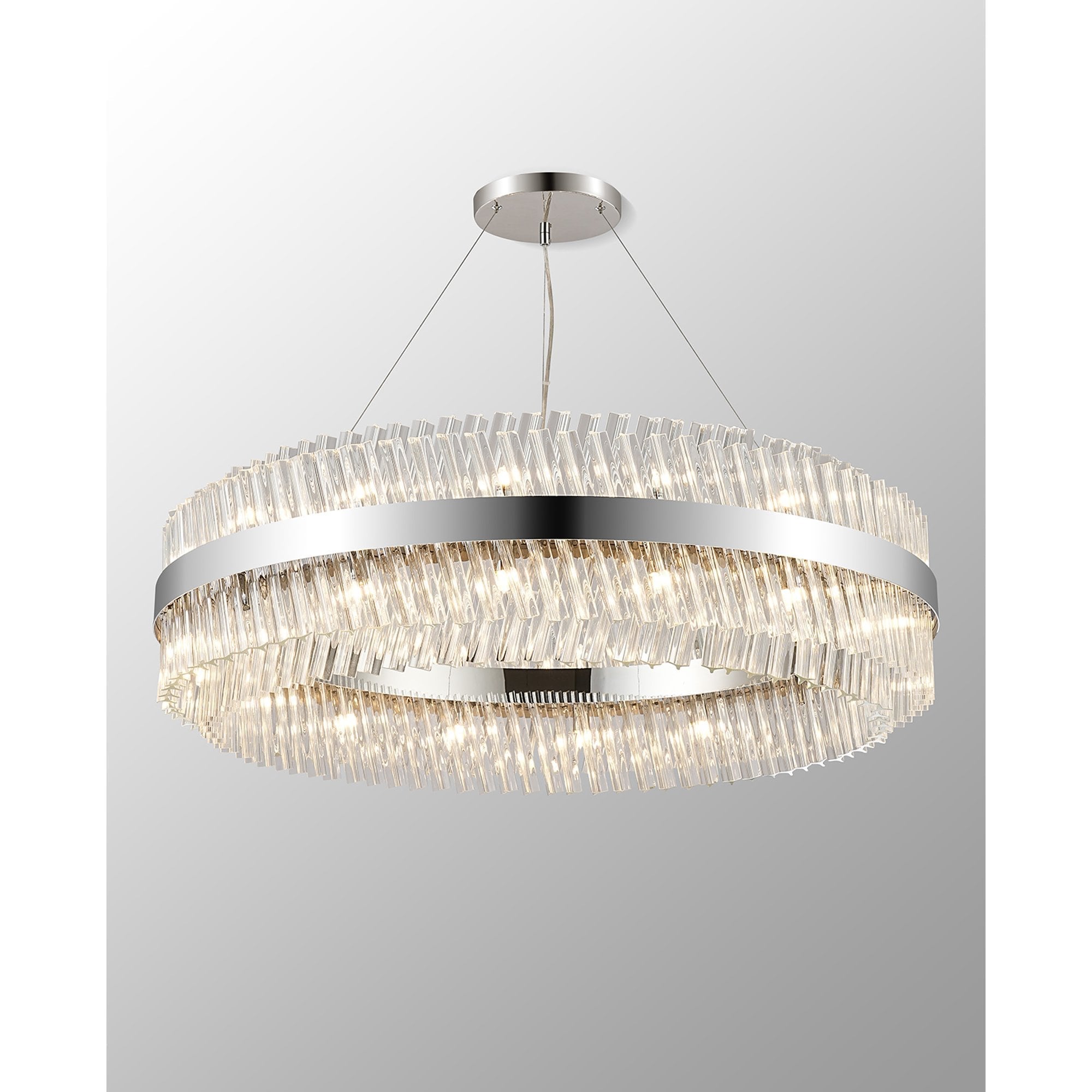 Fabula Farnley 32 Light Round Pendant - Polished Nickel & Clear Glass