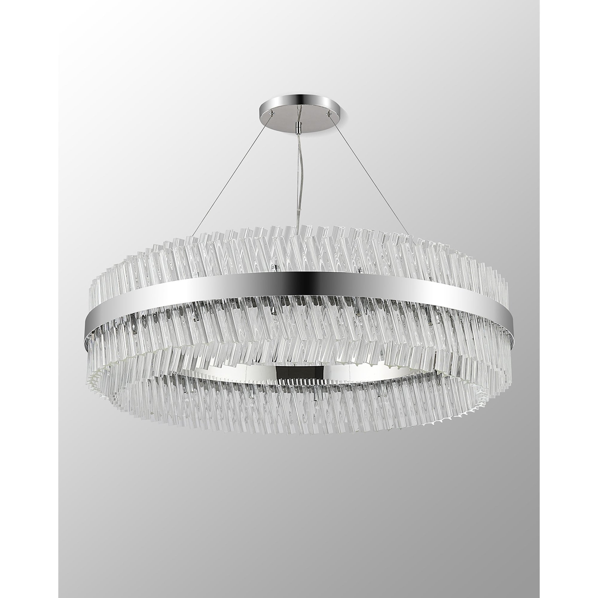 Fabula Farnley 32 Light Round Pendant - Polished Nickel & Clear Glass