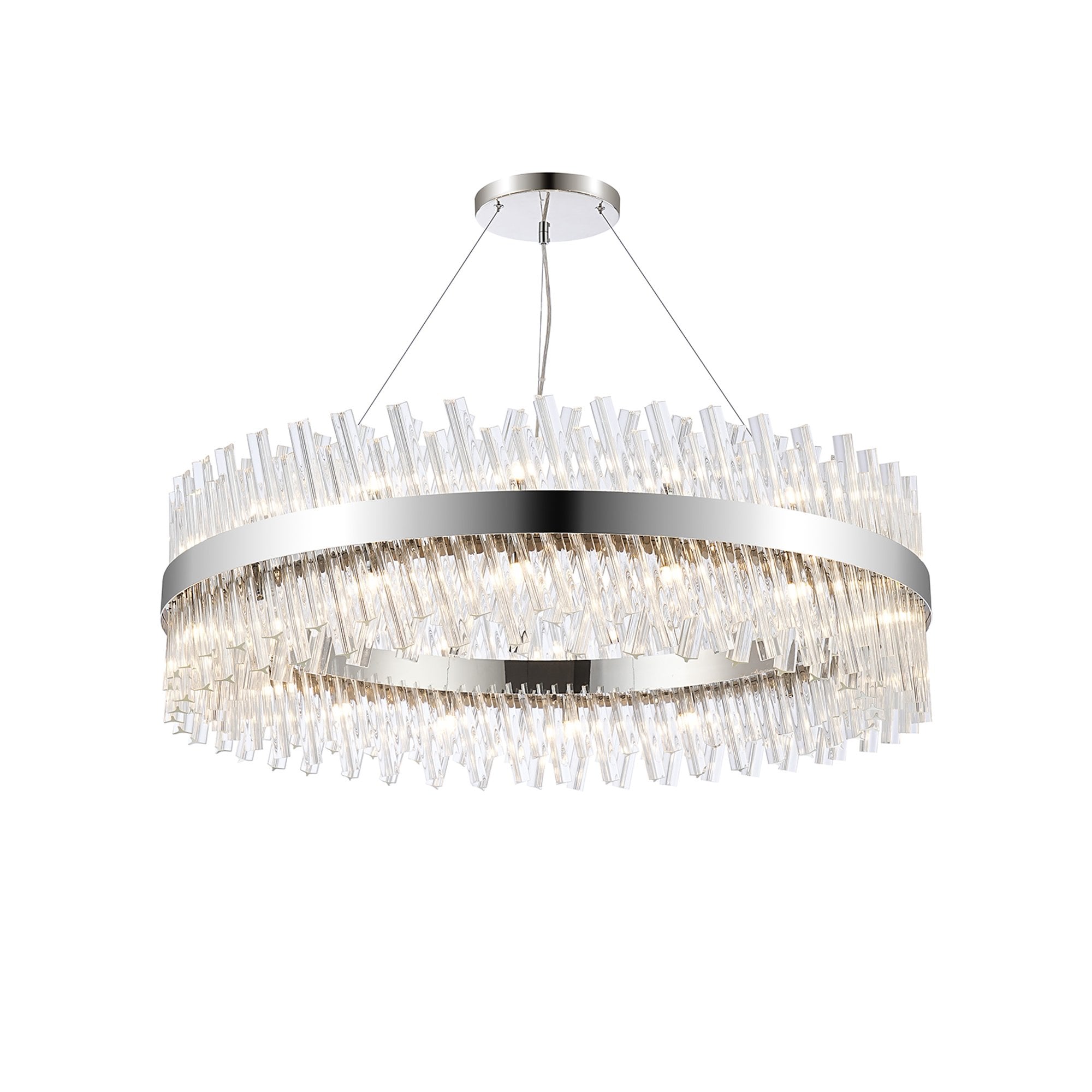 Fabula Farnley 32 Light Round Pendant - Polished Nickel & Clear Glass