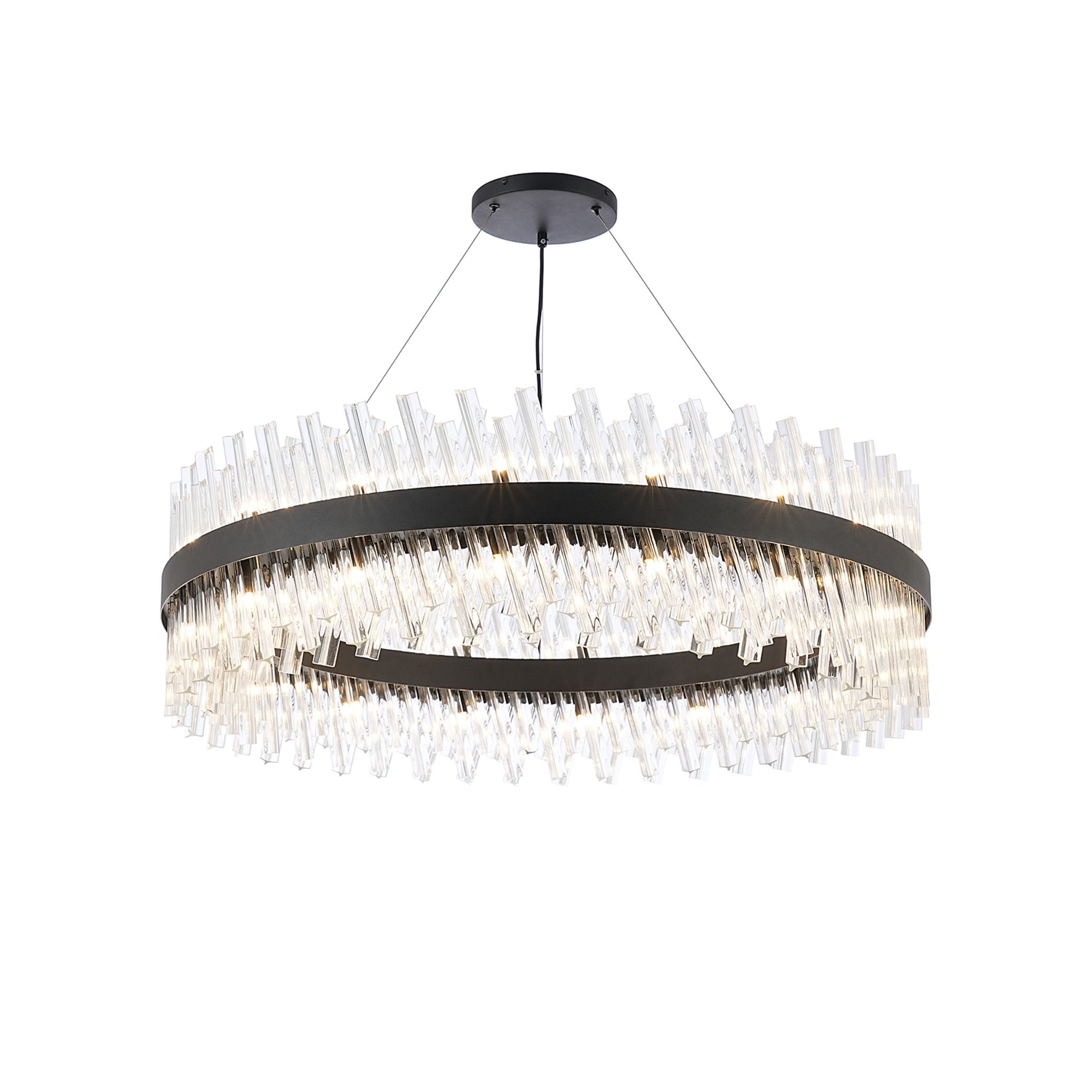 Fabula Farnley 32 Light Round Pendant - Satin Black & Clear Glass