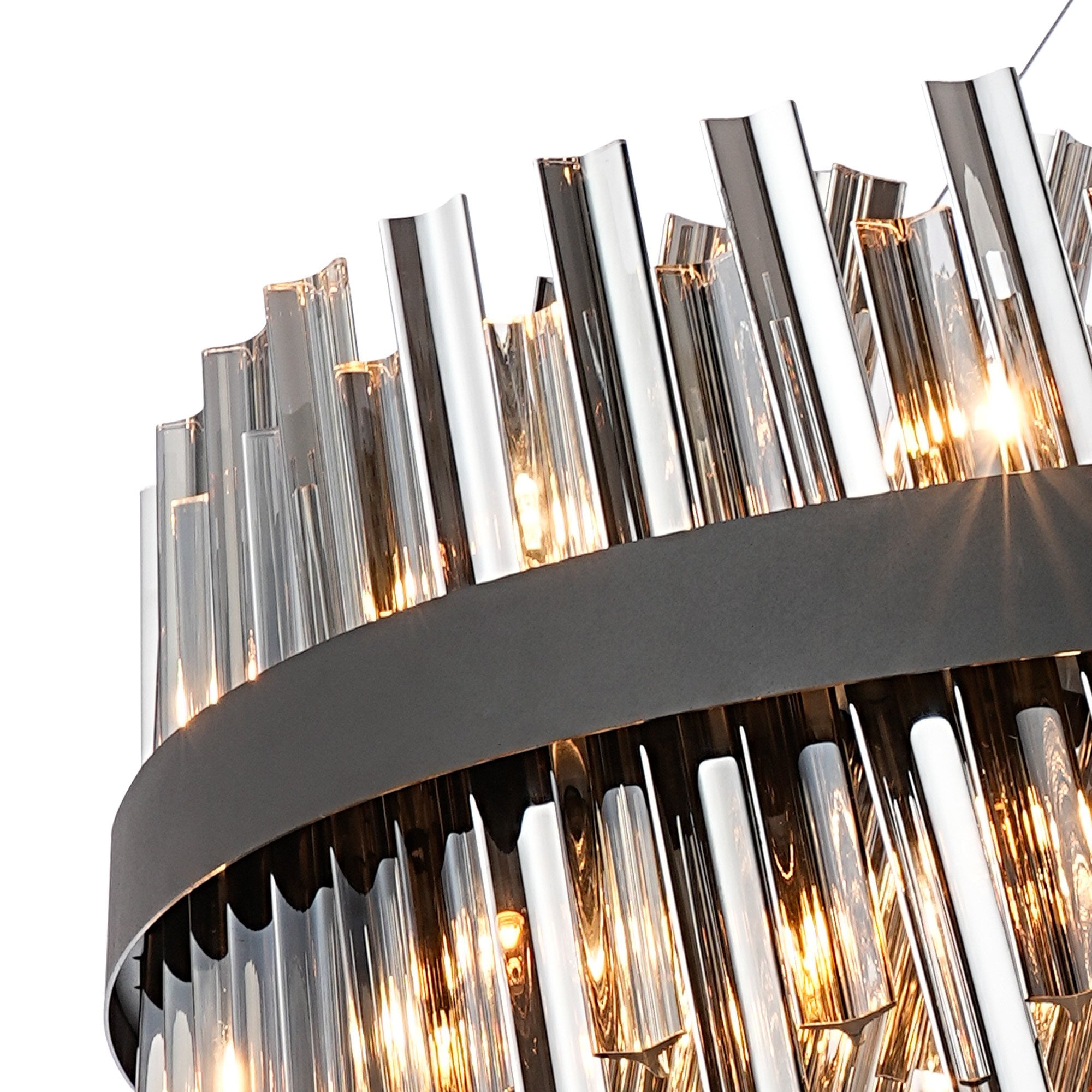 Fabula Farnley 32 Light Round Pendant - Satin Black & Smoked Glass