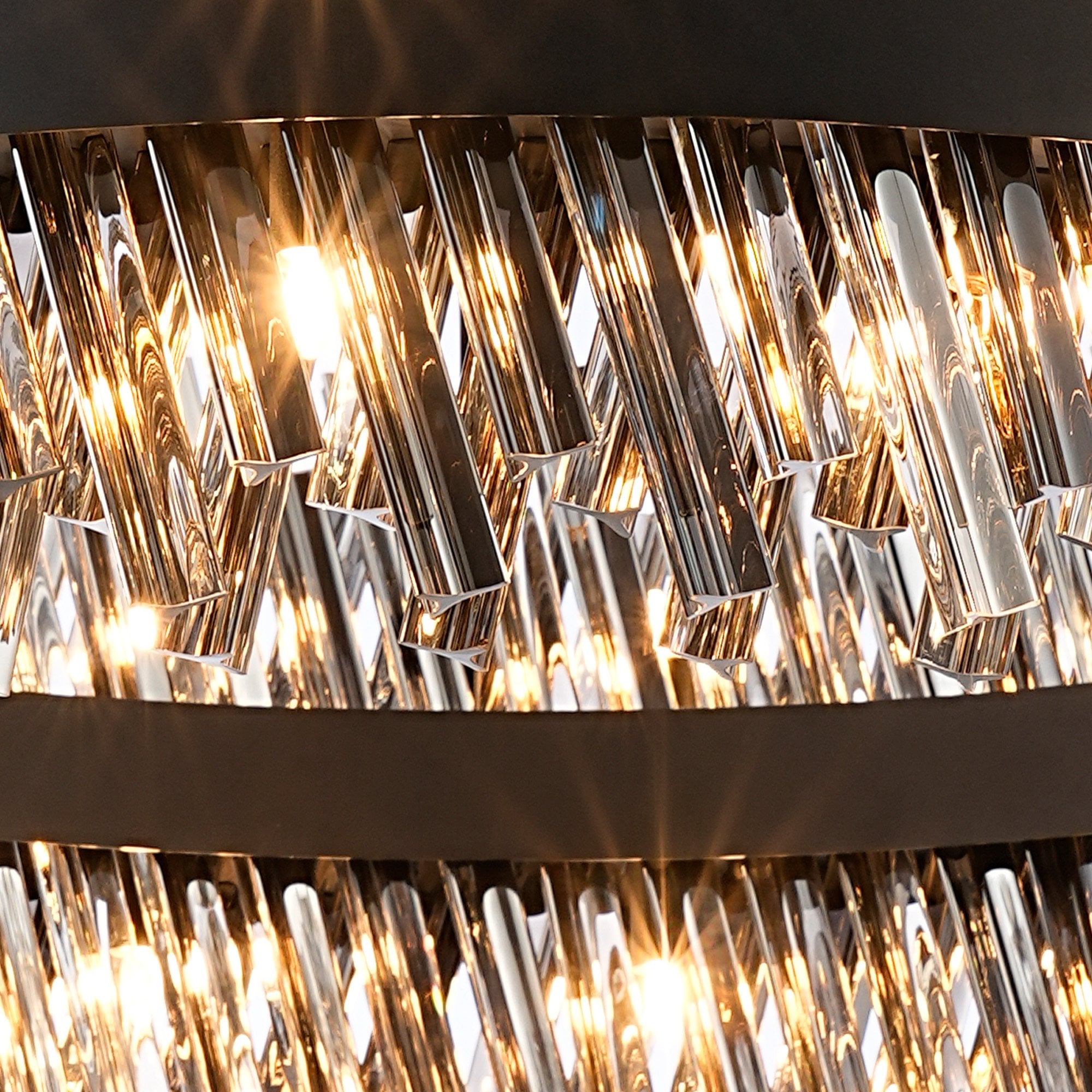 Fabula Farnley 32 Light Round Pendant - Satin Black & Smoked Glass