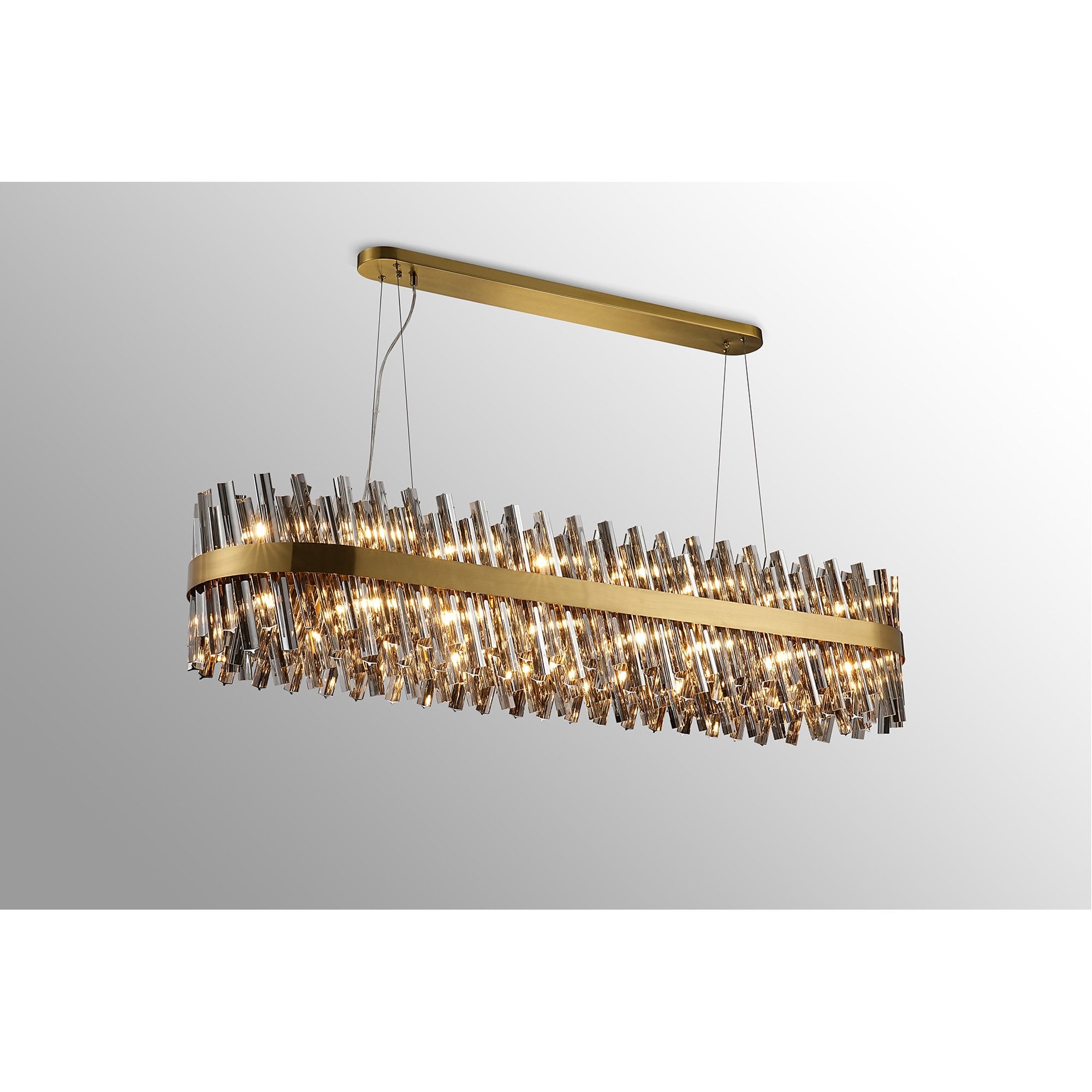 Fabula Farnley 36 Light Oblong Pendant - Brass & Smoked Glass