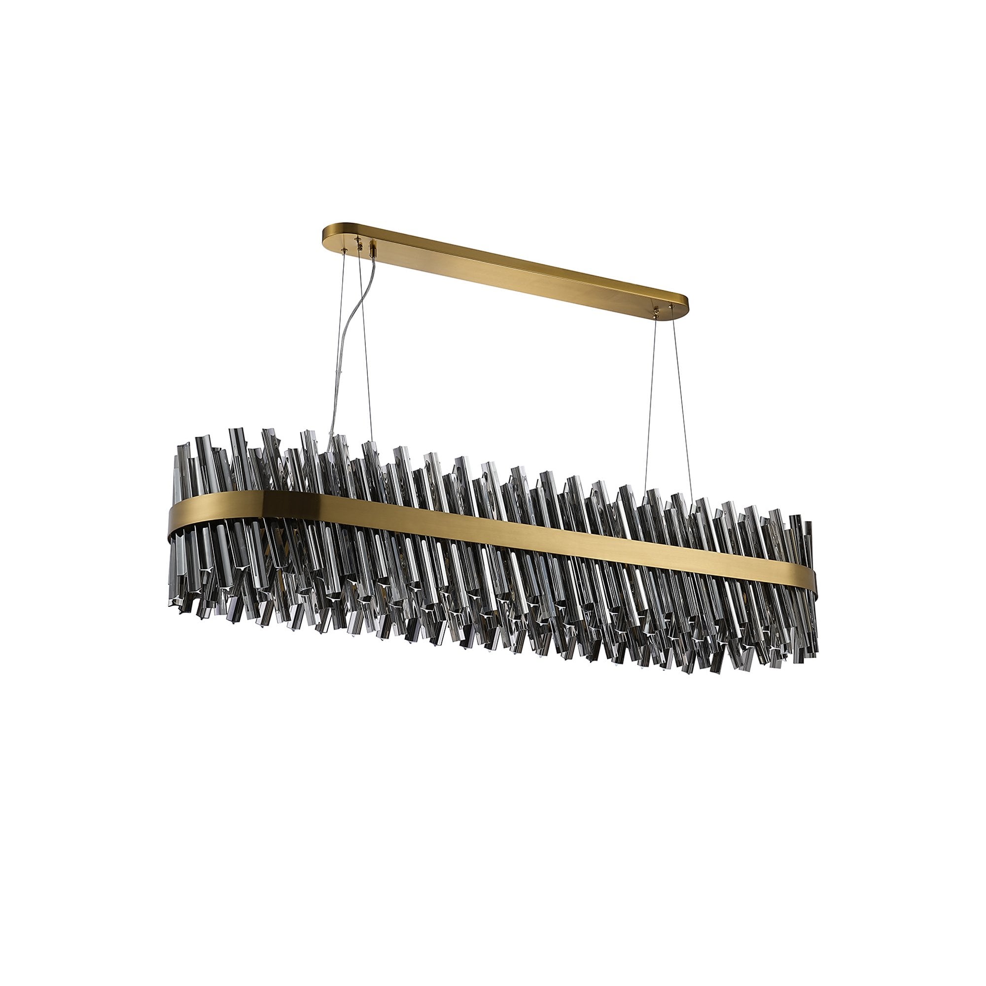 Fabula Farnley 36 Light Oblong Pendant - Brass & Smoked Glass