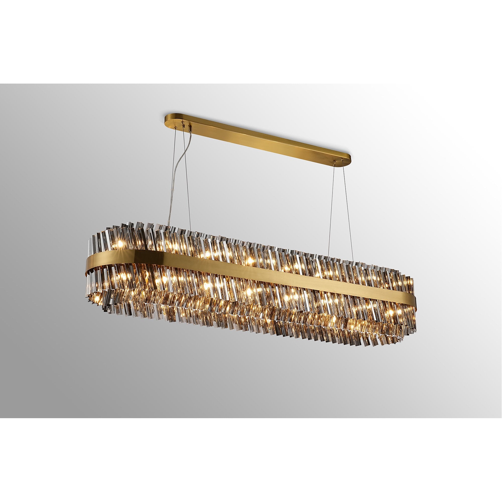 Fabula Farnley 36 Light Oblong Pendant - Brass & Smoked Glass
