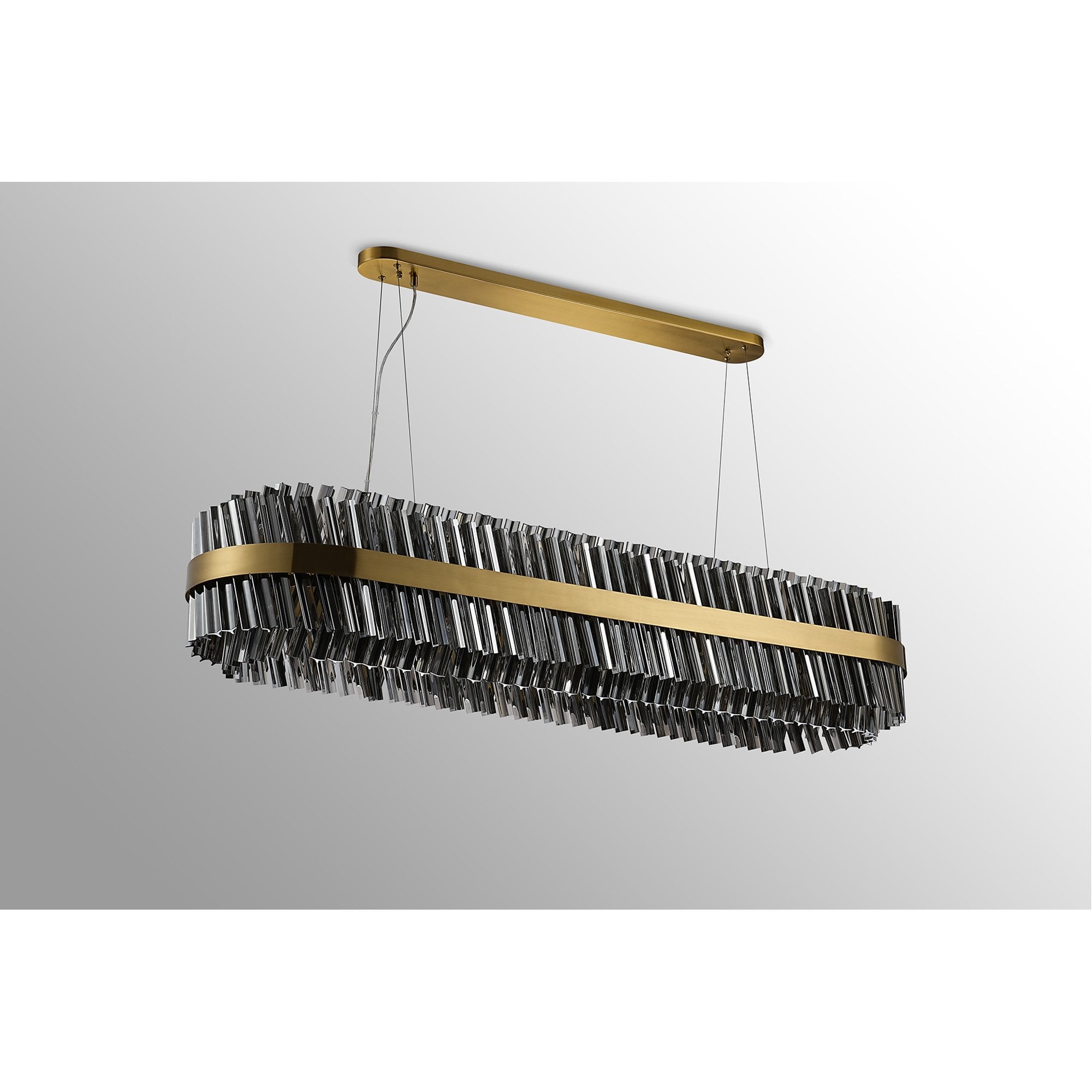 Fabula Farnley 36 Light Oblong Pendant - Brass & Smoked Glass