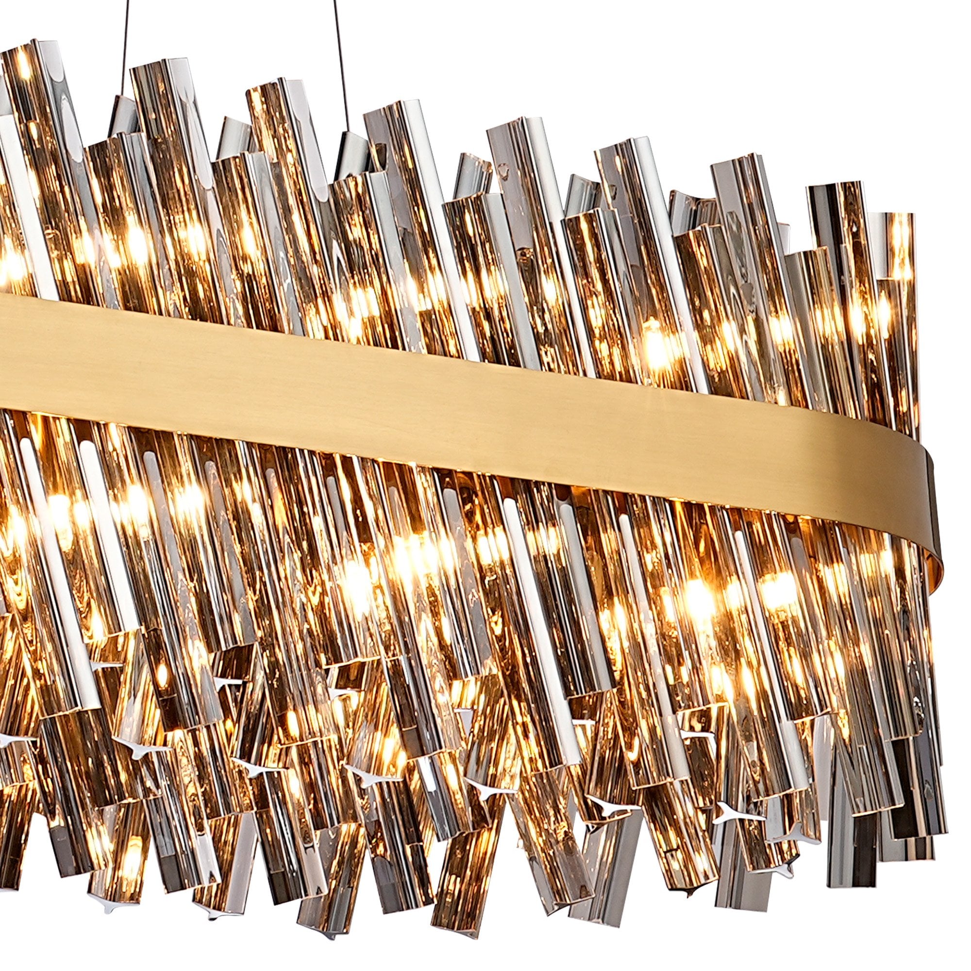 Fabula Farnley 36 Light Oblong Pendant - Brass & Smoked Glass