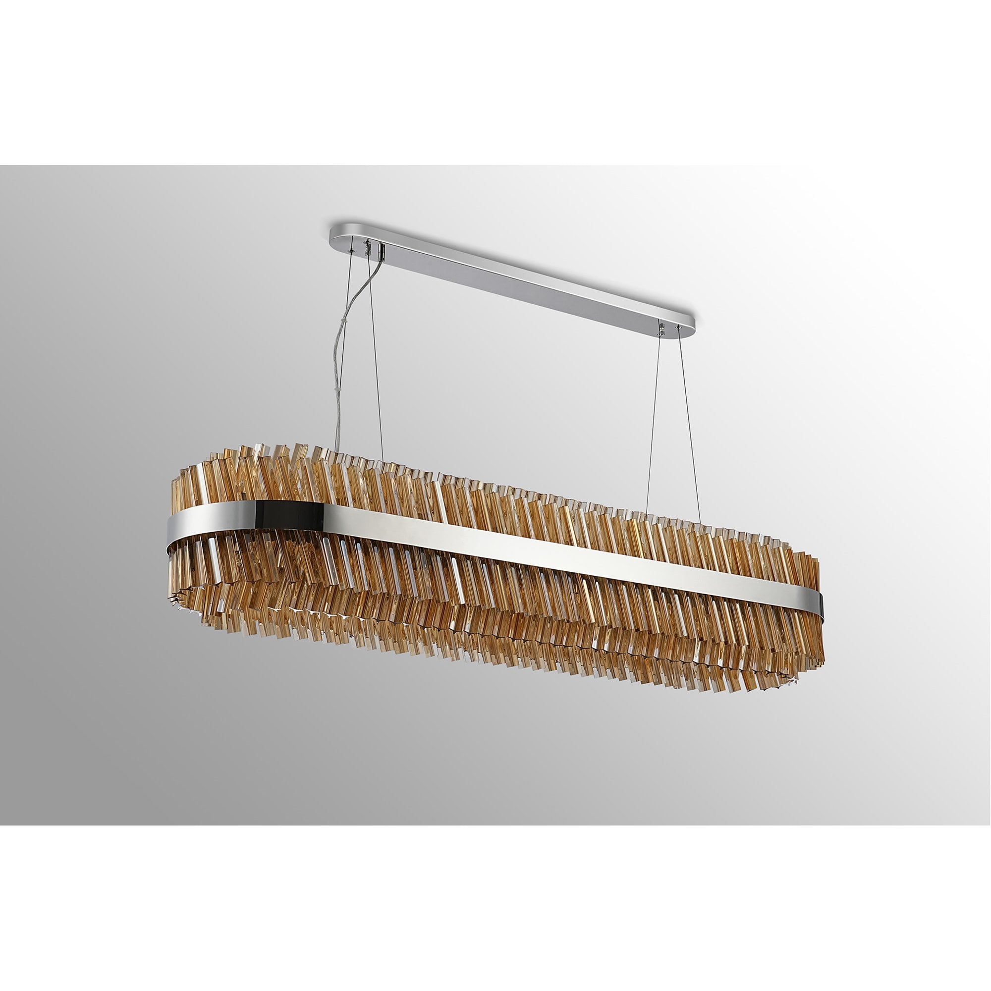 Fabula Farnley 36 Light Oblong Pendant - Polished Nickel & Amber Glass