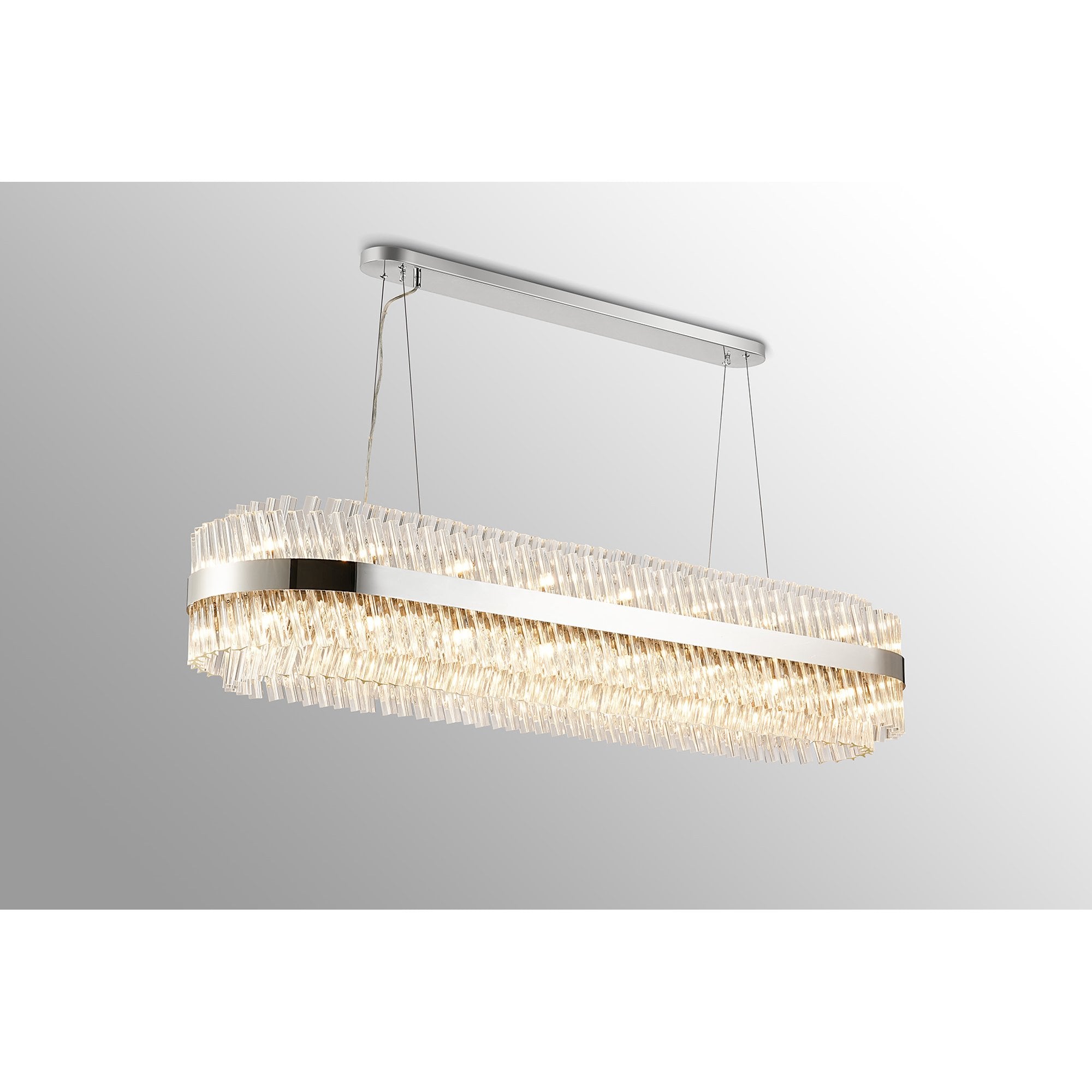 Fabula Farnley 36 Light Oblong Pendant - Polished Nickel & Clear Glass