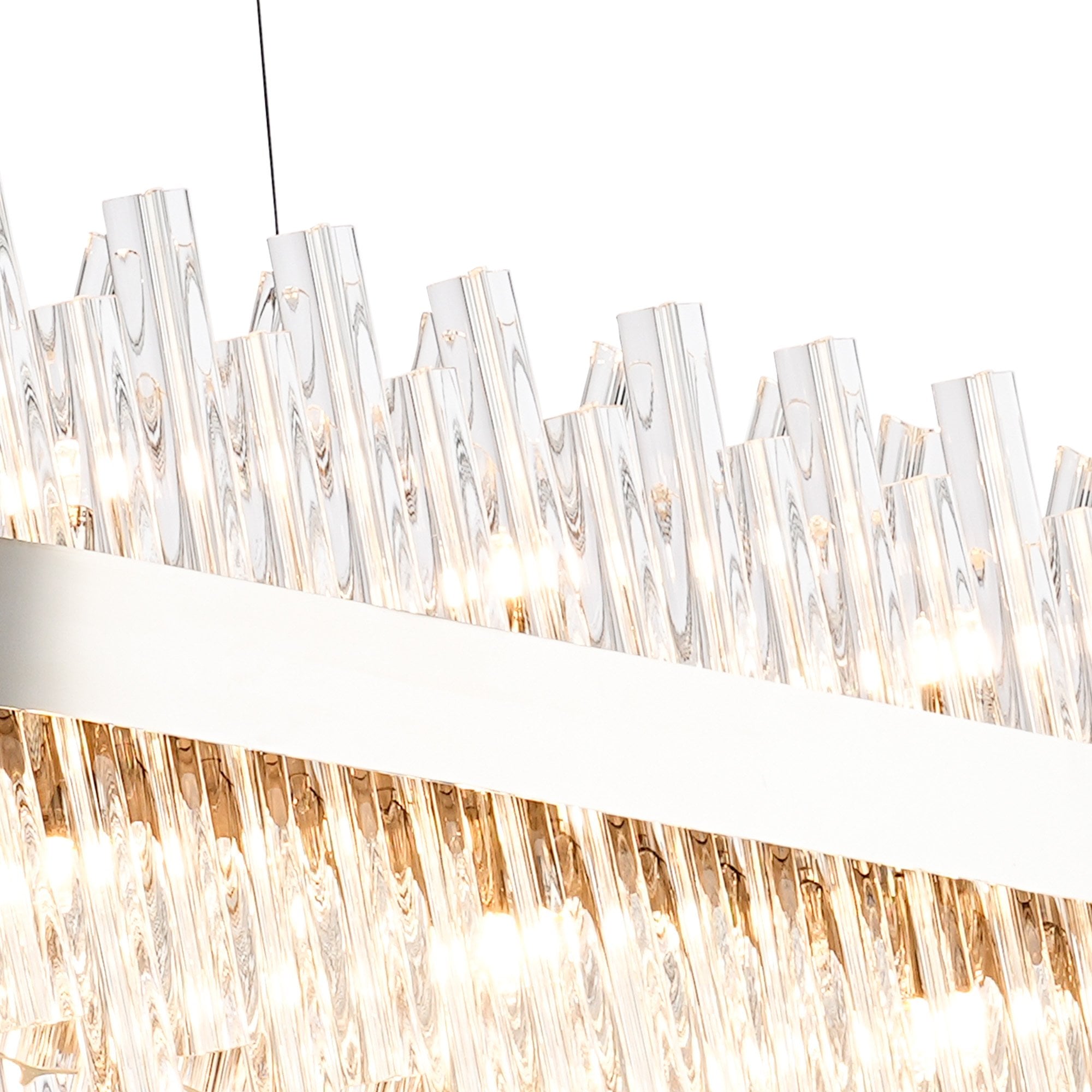 Fabula Farnley 36 Light Oblong Pendant - Polished Nickel & Clear Glass