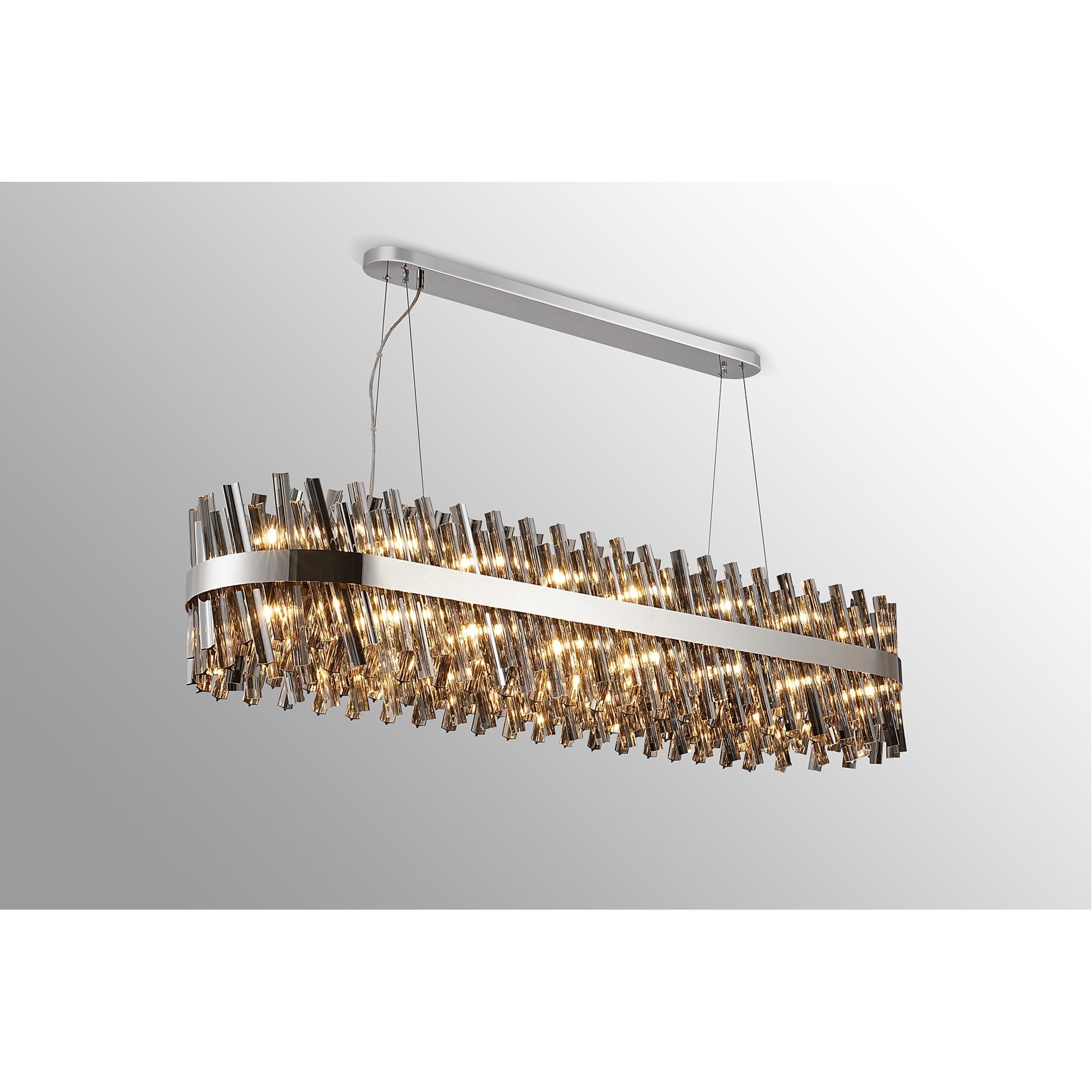 Fabula Farnley 36 Light Oblong Pendant - Polished Nickel & Smoked Glass