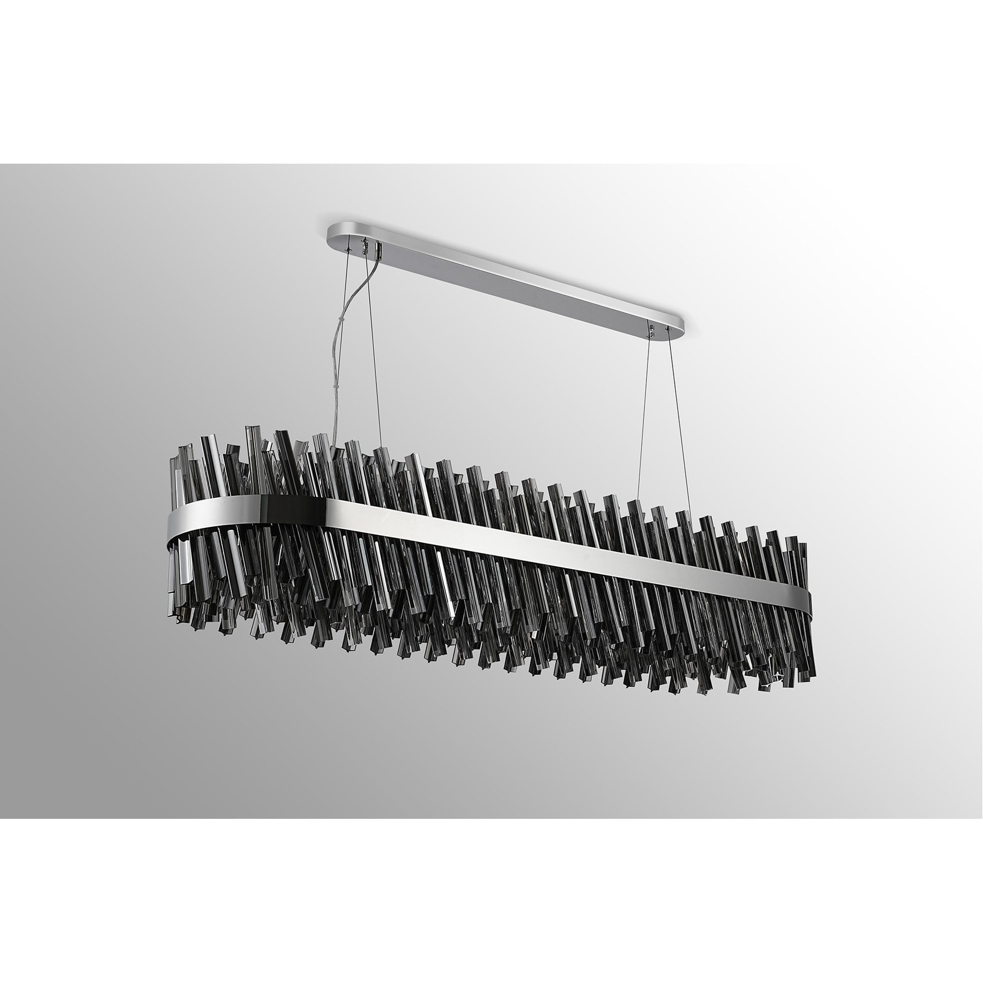 Fabula Farnley 36 Light Oblong Pendant - Polished Nickel & Smoked Glass