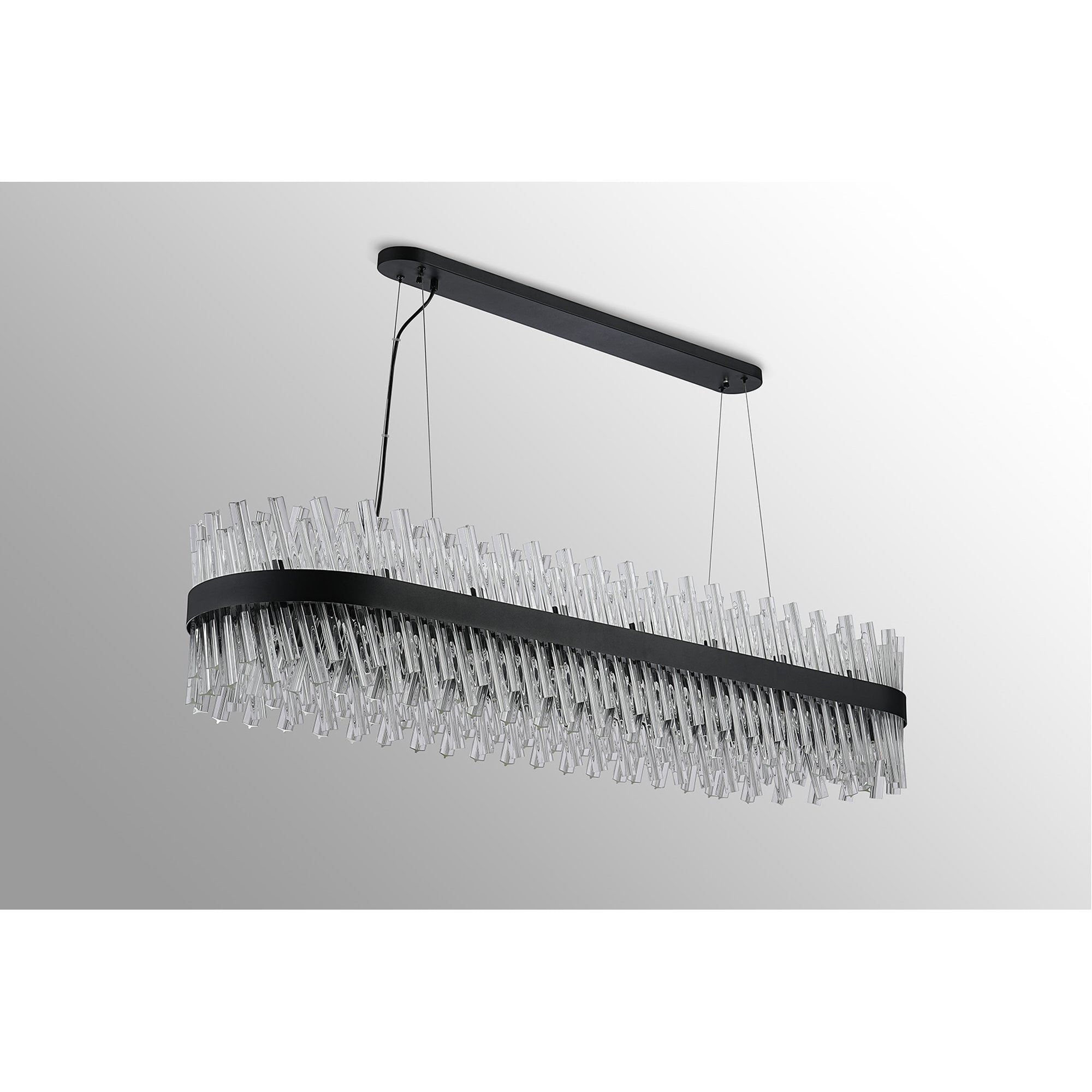 Fabula Farnley 36 Light Oblong Pendant - Satin Black & Clear Glass