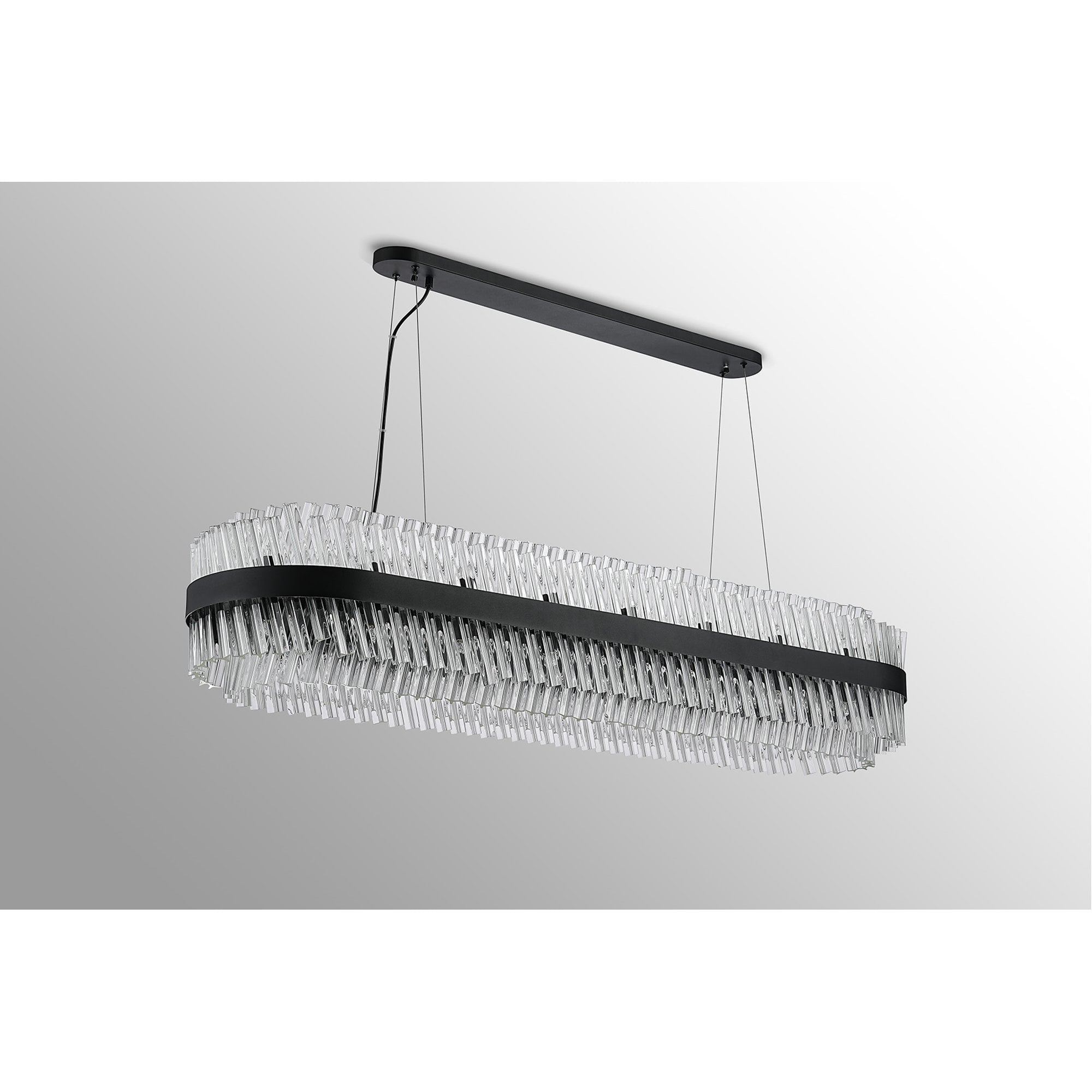 Fabula Farnley 36 Light Oblong Pendant - Satin Black & Clear Glass