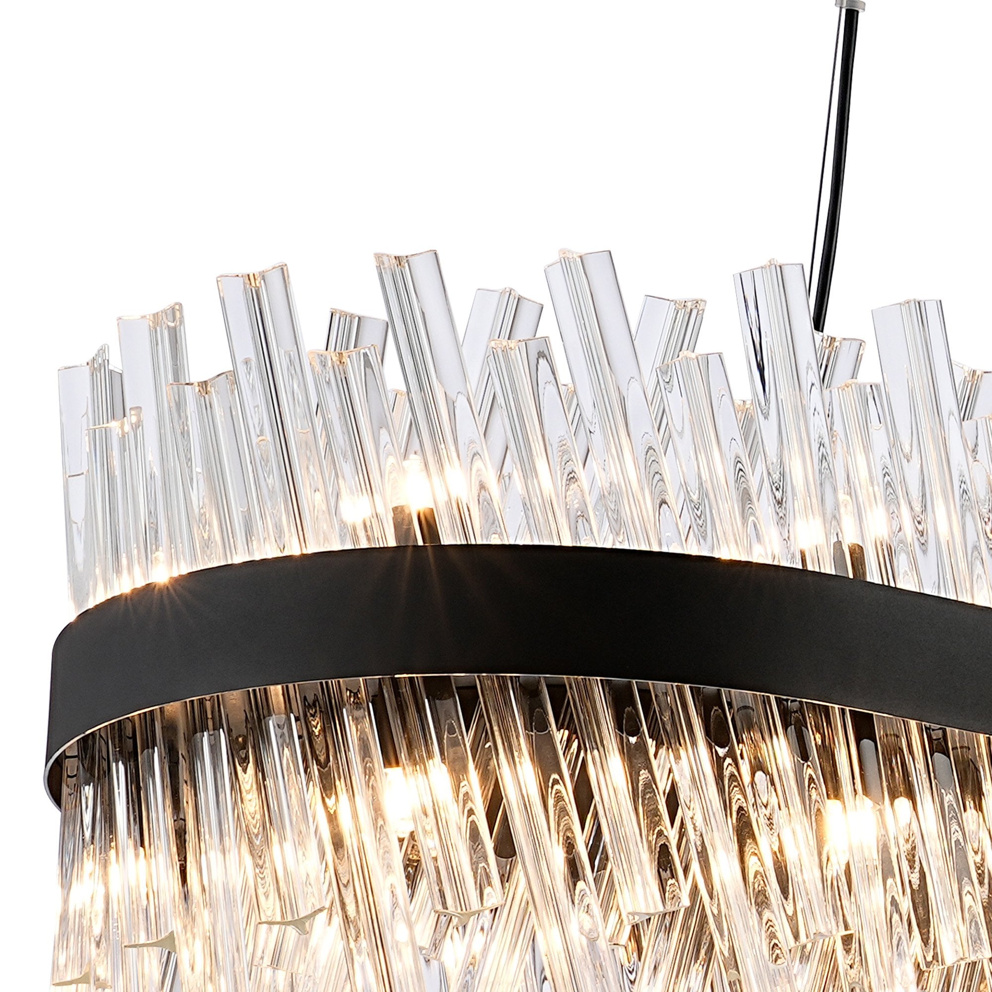 Fabula Farnley 36 Light Oblong Pendant - Satin Black & Clear Glass