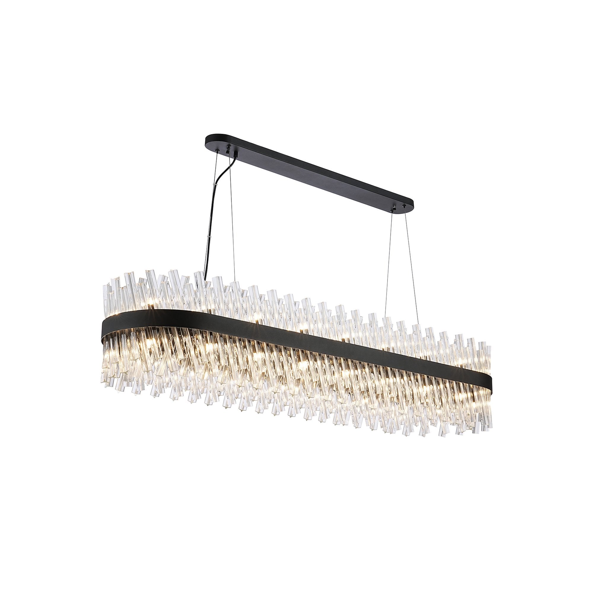 Fabula Farnley 36 Light Oblong Pendant - Satin Black & Clear Glass