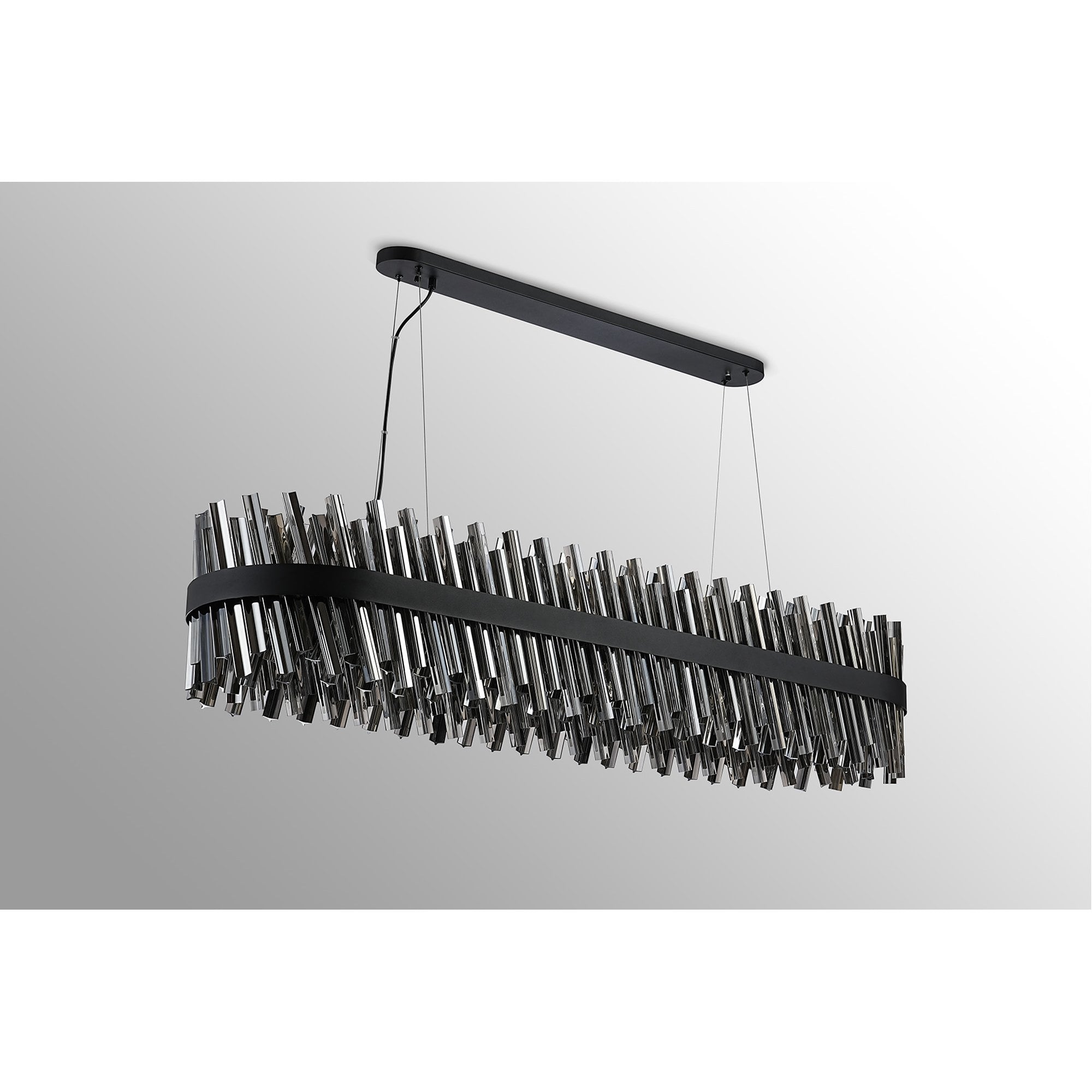 Fabula Farnley 36 Light Oblong Pendant - Satin Black & Smoked Glass