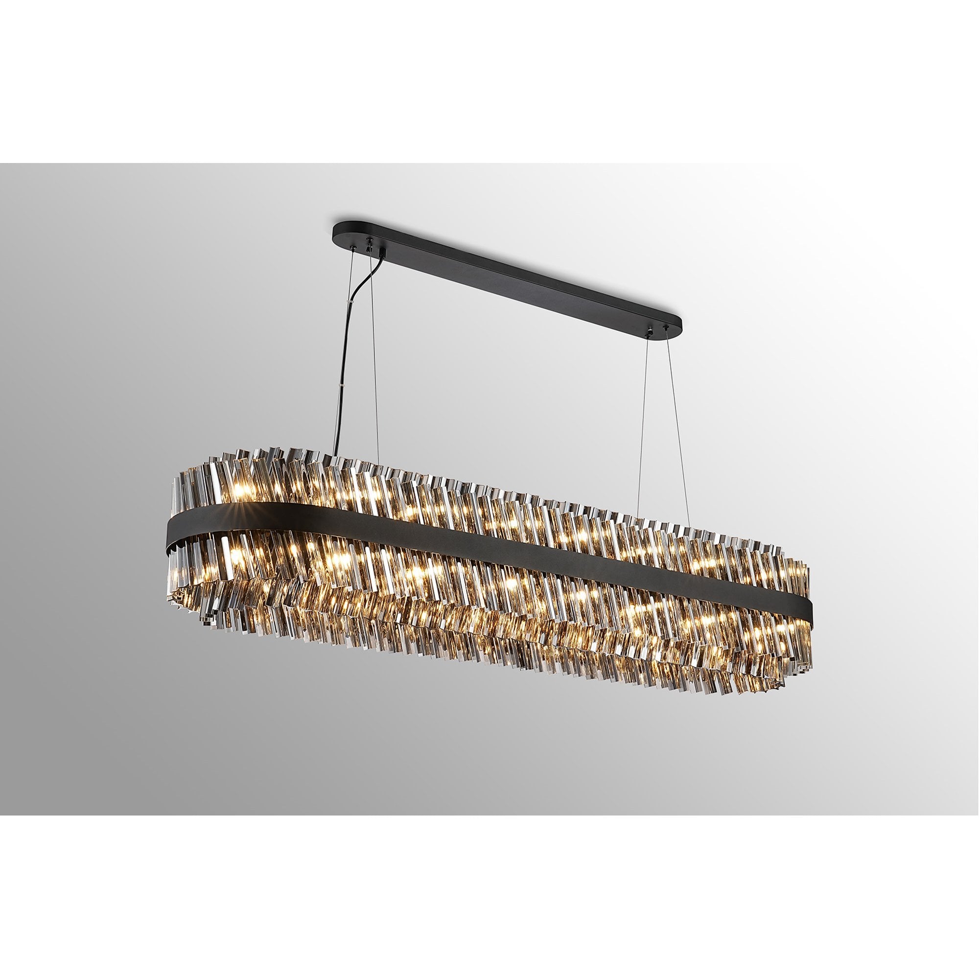 Fabula Farnley 36 Light Oblong Pendant - Satin Black & Smoked Glass