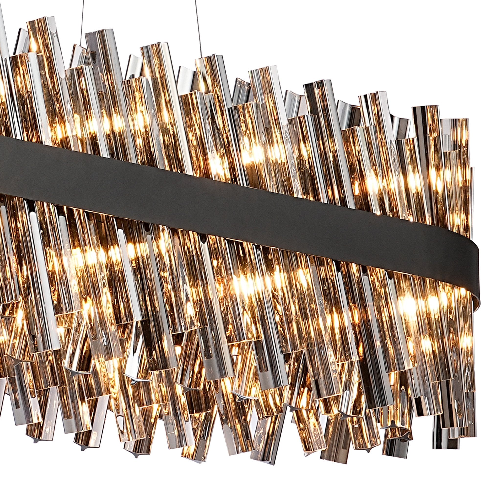 Fabula Farnley 36 Light Oblong Pendant - Satin Black & Smoked Glass