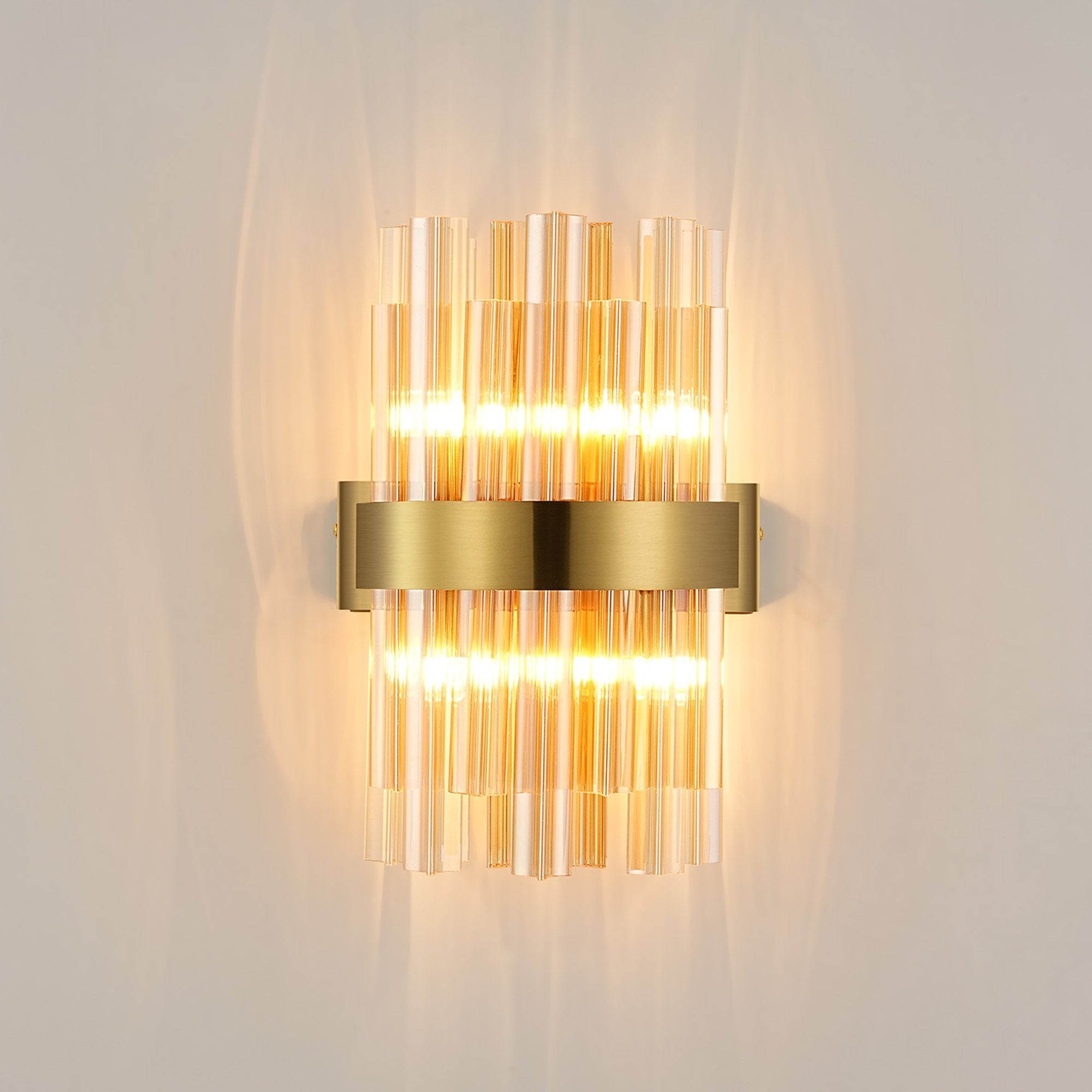 Fabula Farnley 4 Light Wall Light - Brass & Amber Glass