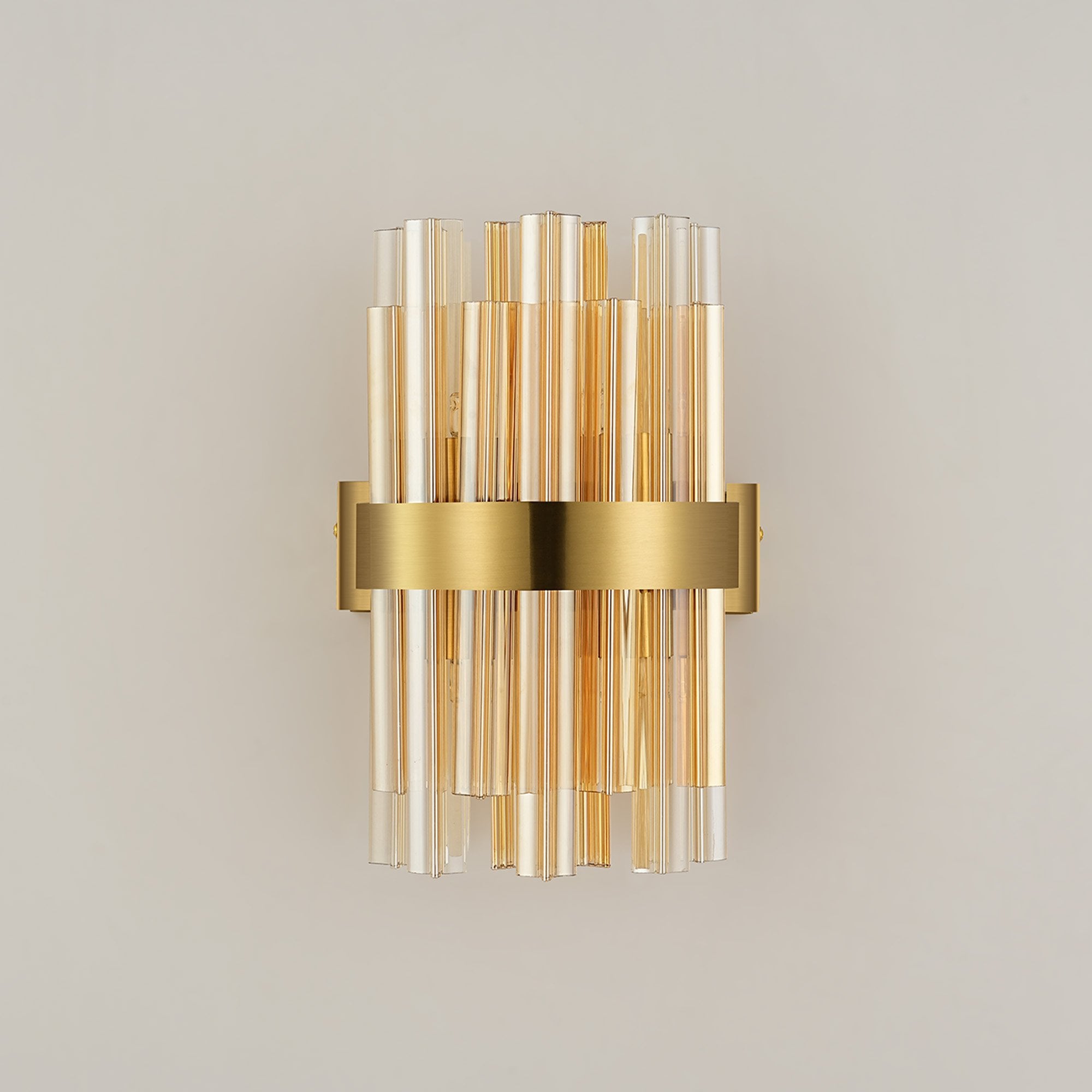 Fabula Farnley 4 Light Wall Light - Brass & Amber Glass