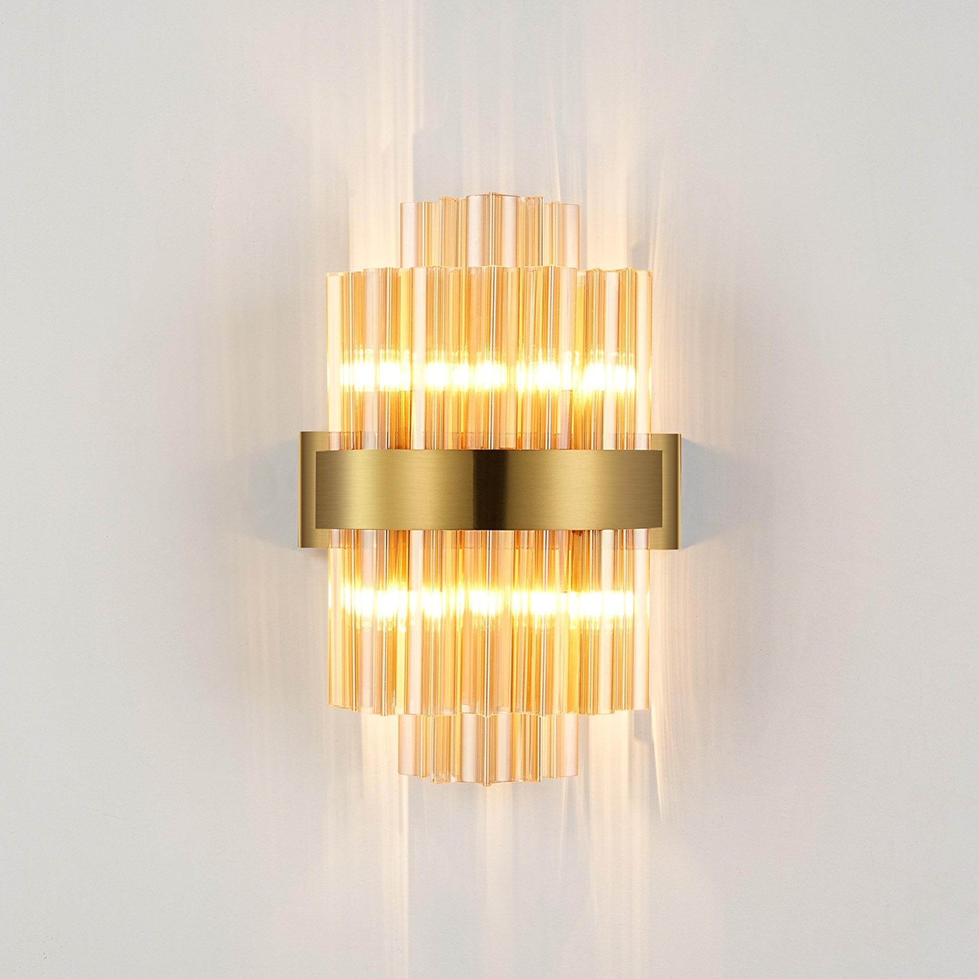 Fabula Farnley 4 Light Wall Light - Brass & Amber Glass