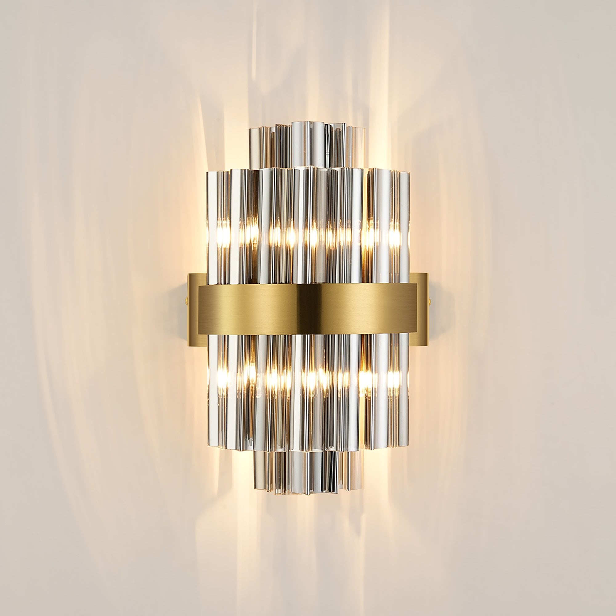 Fabula Farnley 4 Light Wall Light - Brass & Smoked Glass