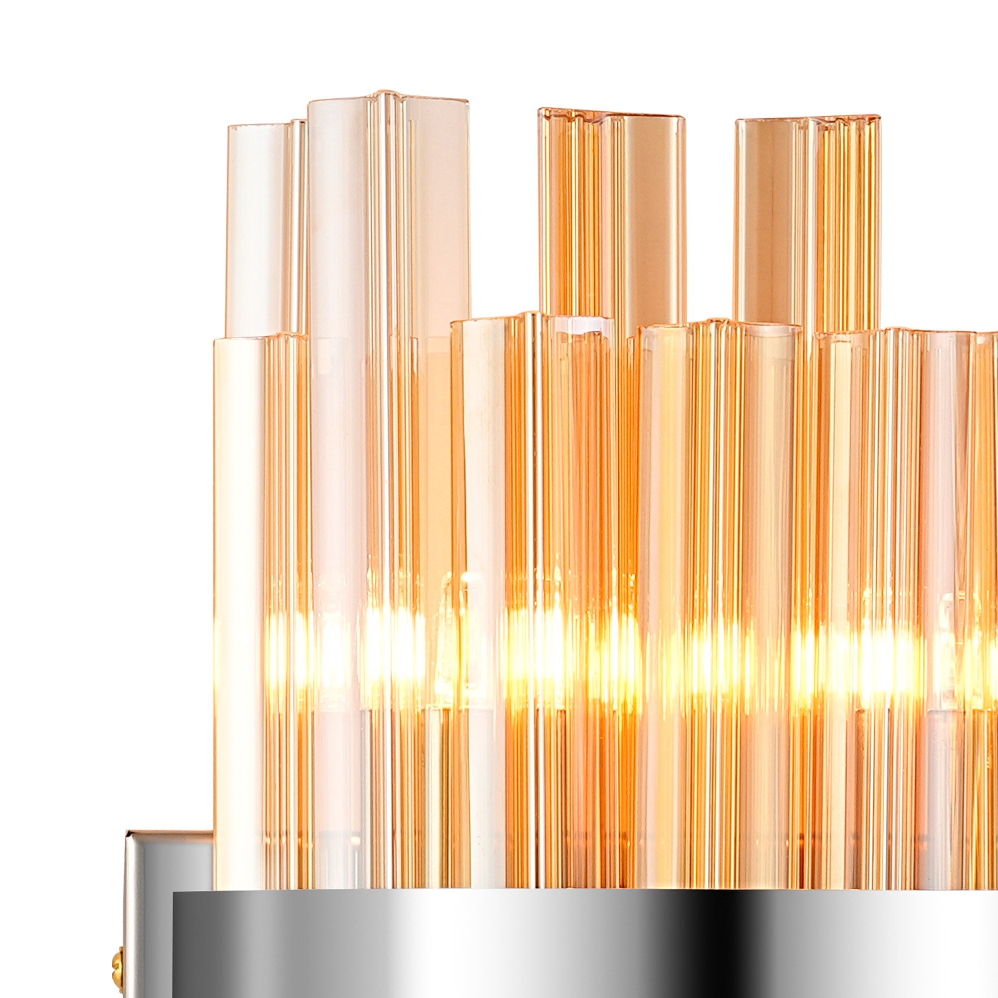 Fabula Farnley 4 Light Wall Light - Polished Nickel & Amber Glass