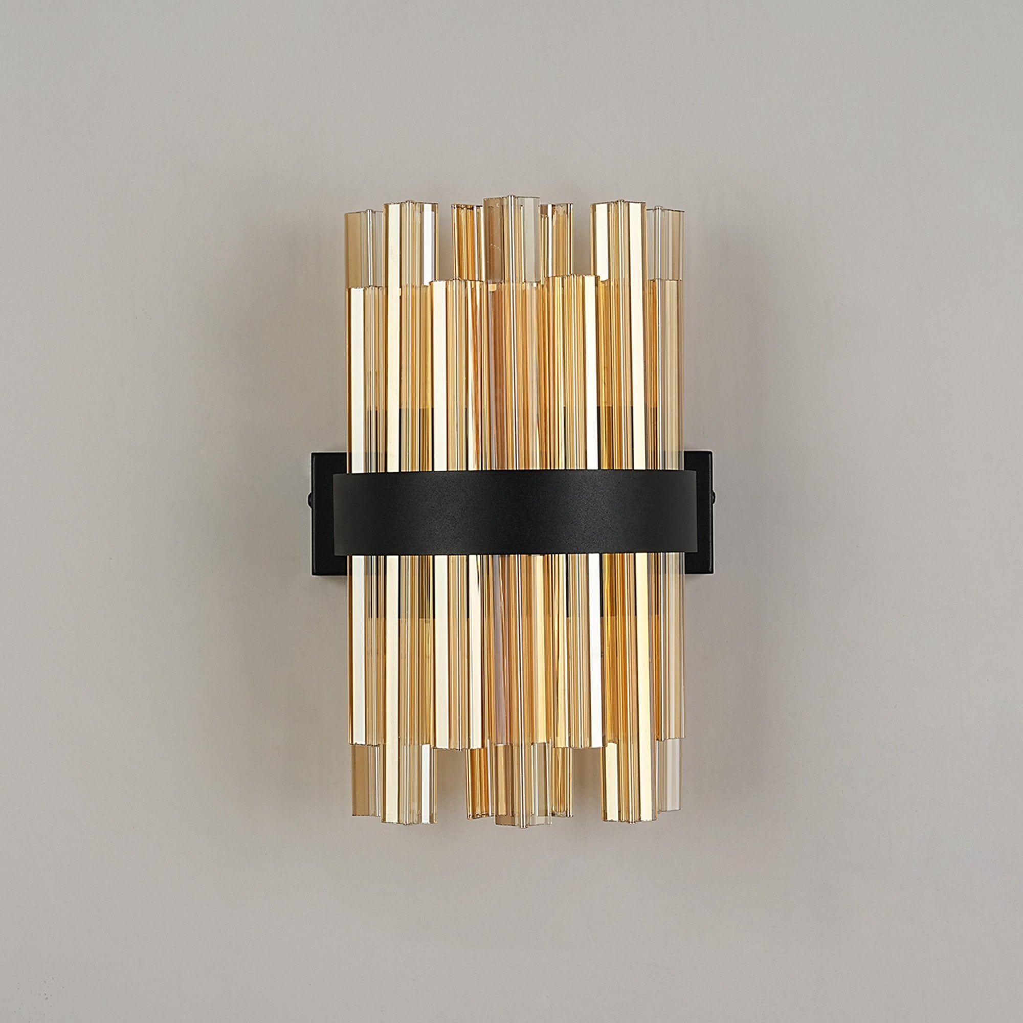 Fabula Farnley 4 Light Wall Light - Satin Black & Amber Glass