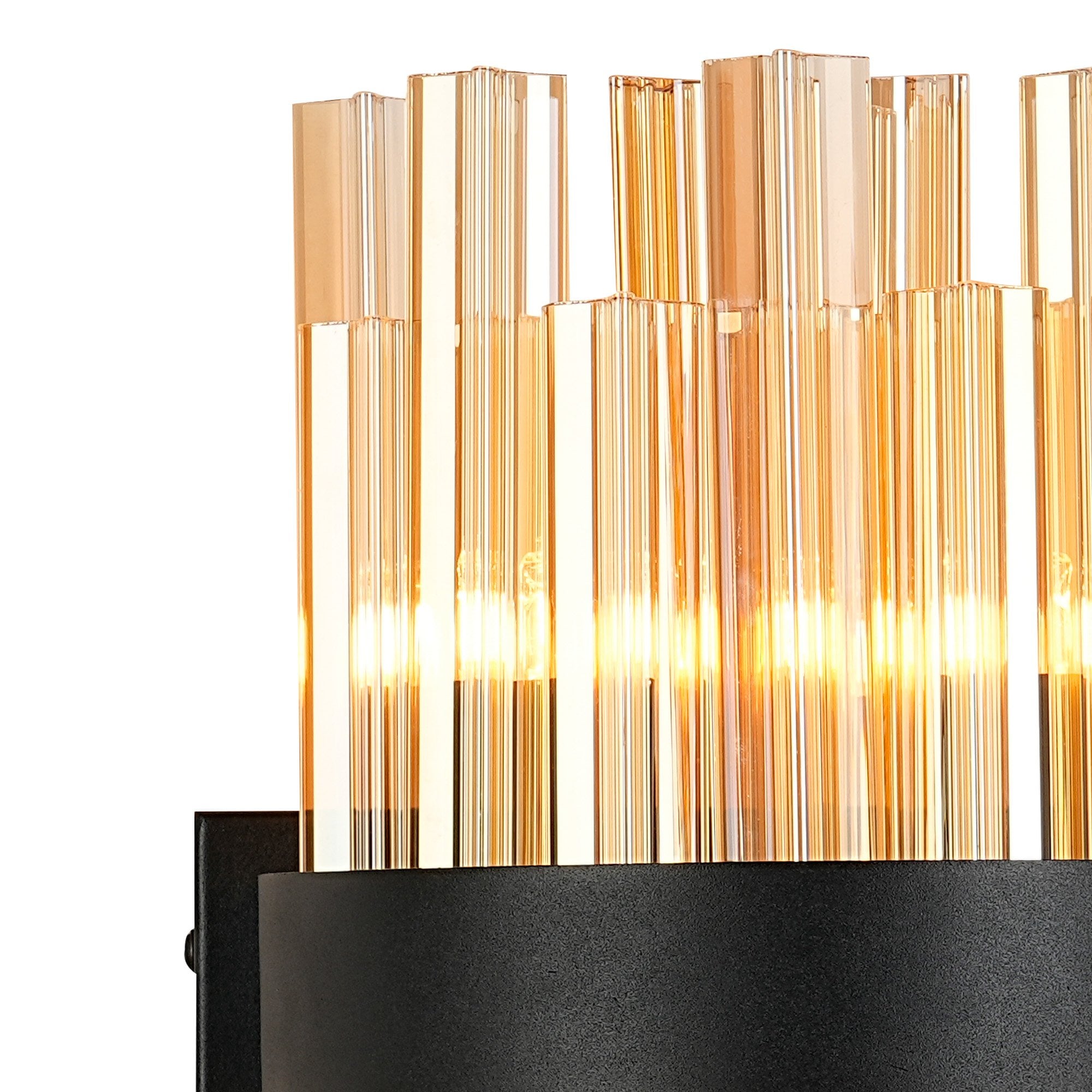 Fabula Farnley 4 Light Wall Light - Satin Black & Amber Glass