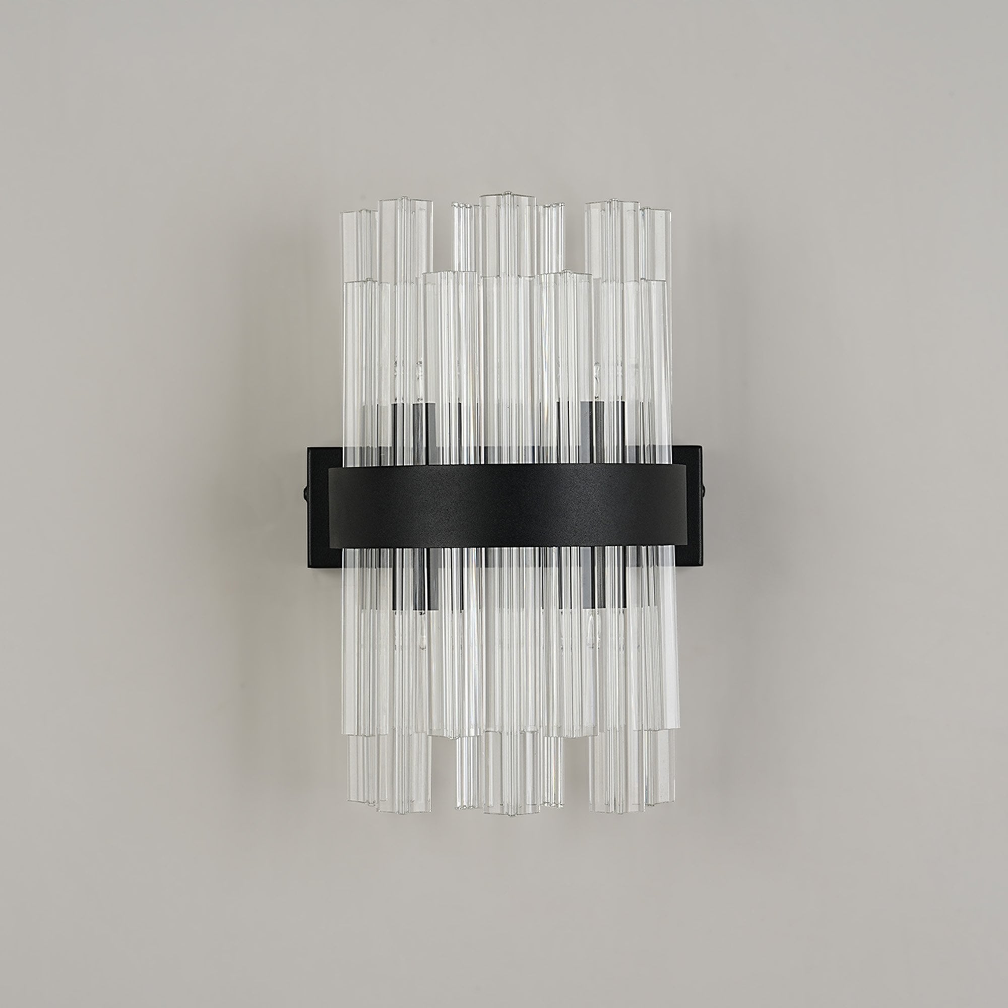 Fabula Farnley 4 Light Wall Light - Satin Black & Clear Glass